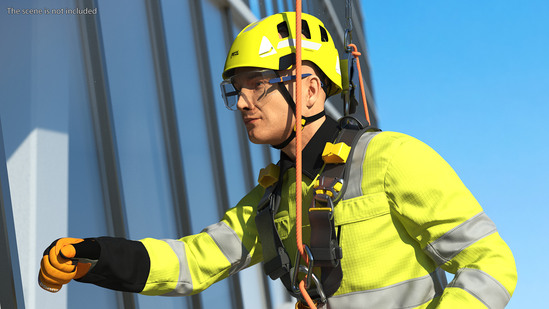 3D model High Altitude Worker Suspended Pose