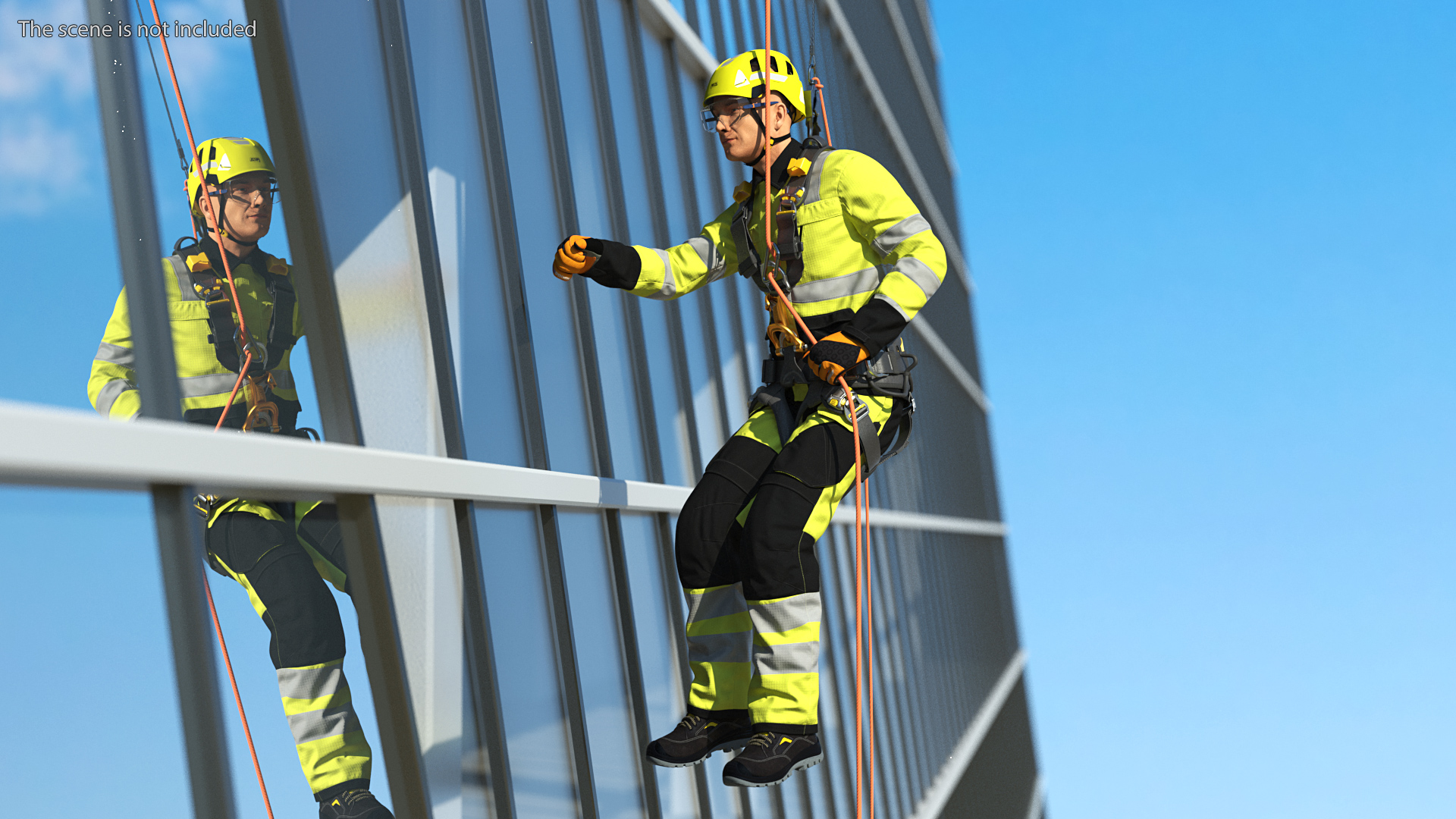 3D model High Altitude Worker Suspended Pose