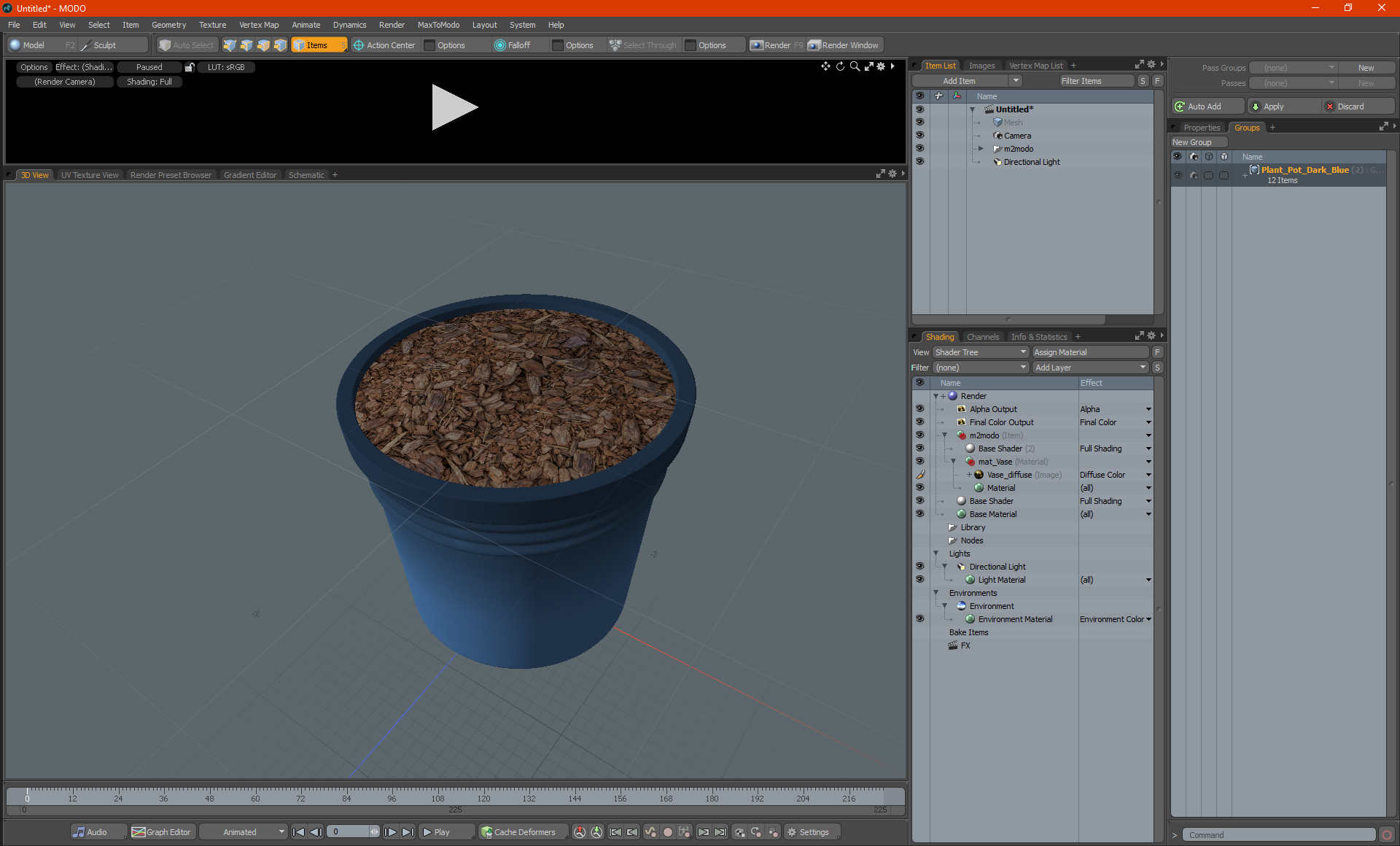 Plant Pot Dark Blue 3D model