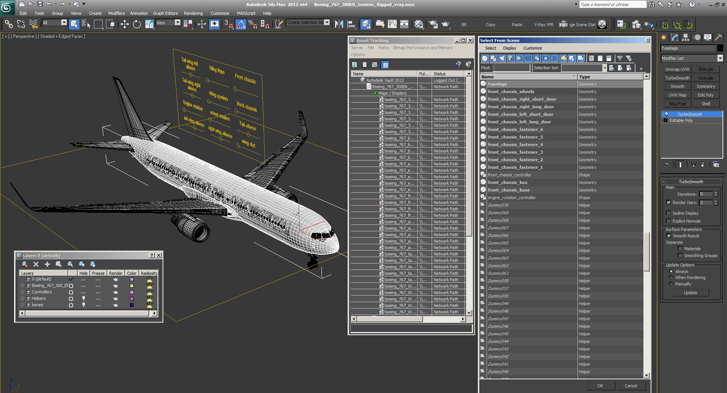 3D Boeing 767 300ER Generic Rigged