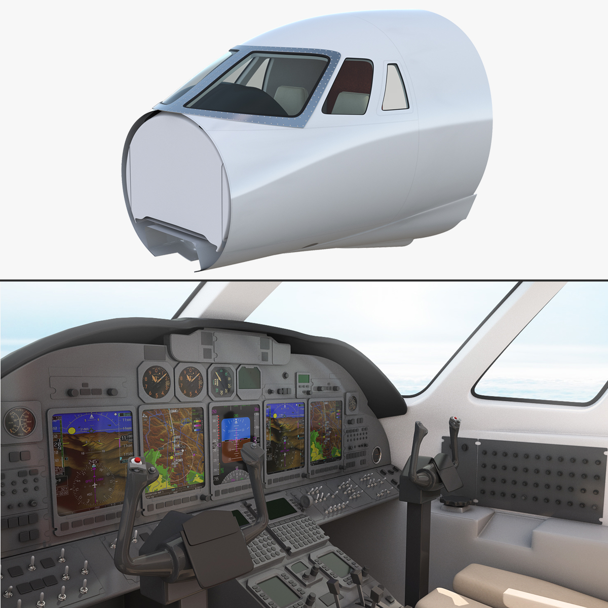 Business Jet Cockpit 3D Model