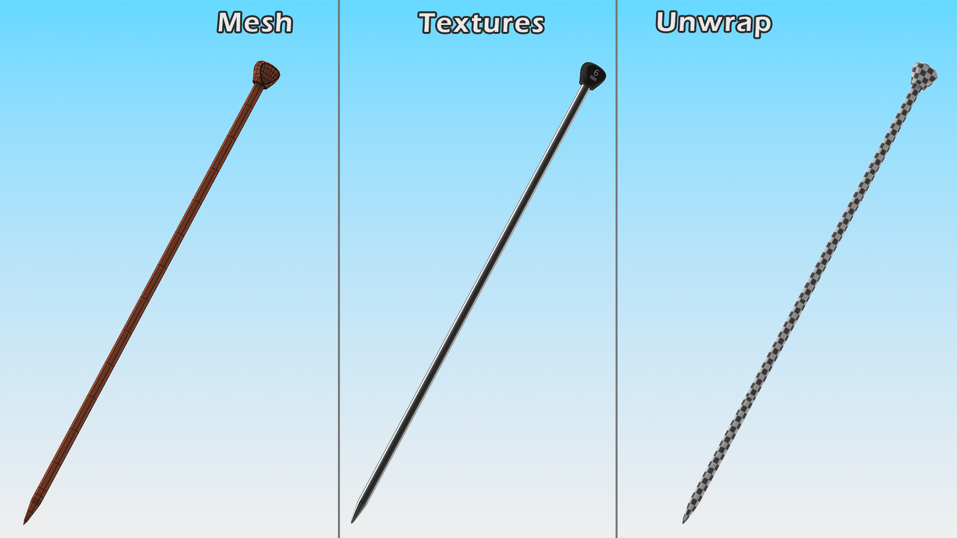 Knitting Needles Metal 3D