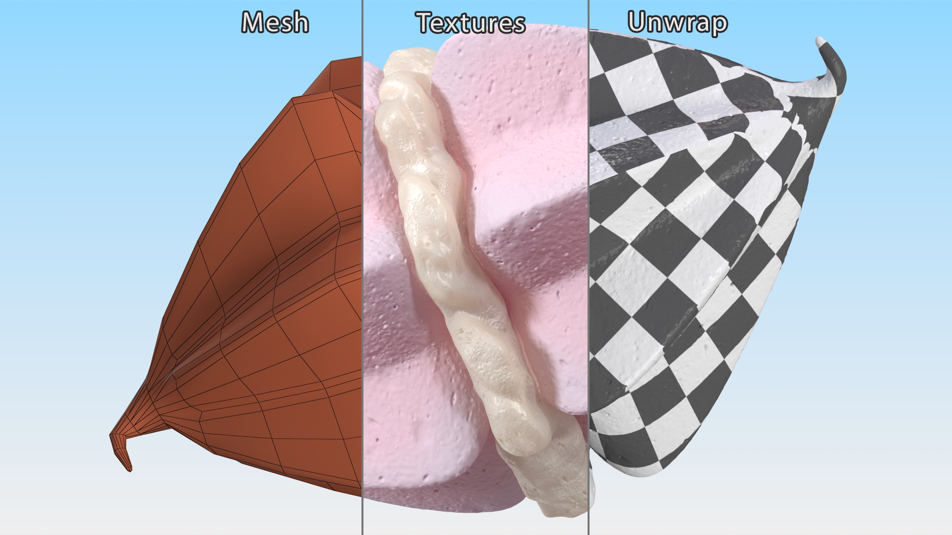 3D Pink Double Meringue with Vanilla Filling