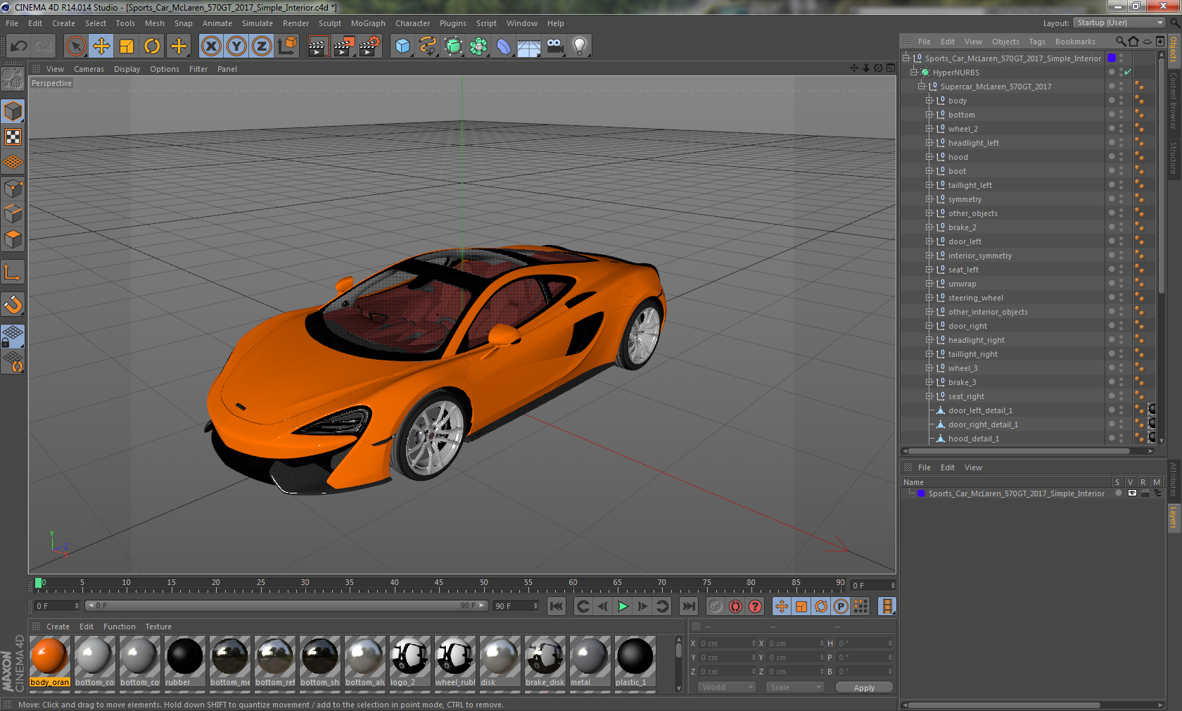 3D model Sports Car McLaren 570GT 2017 Simple Interior