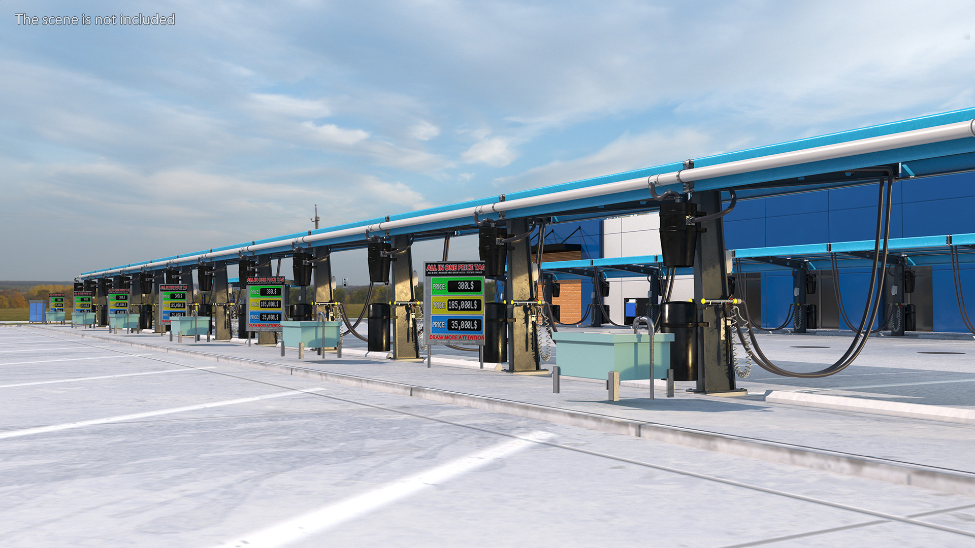 Blue Car Wash Building 3D