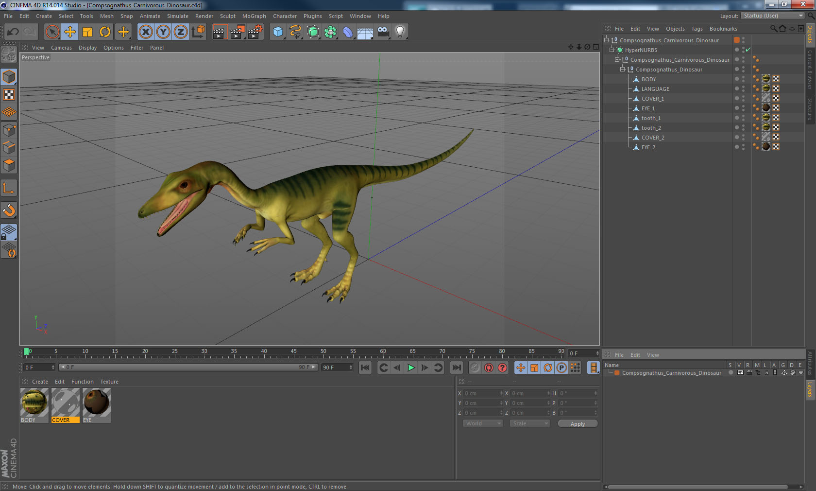 Compsognathus Carnivorous Dinosaur 3D model