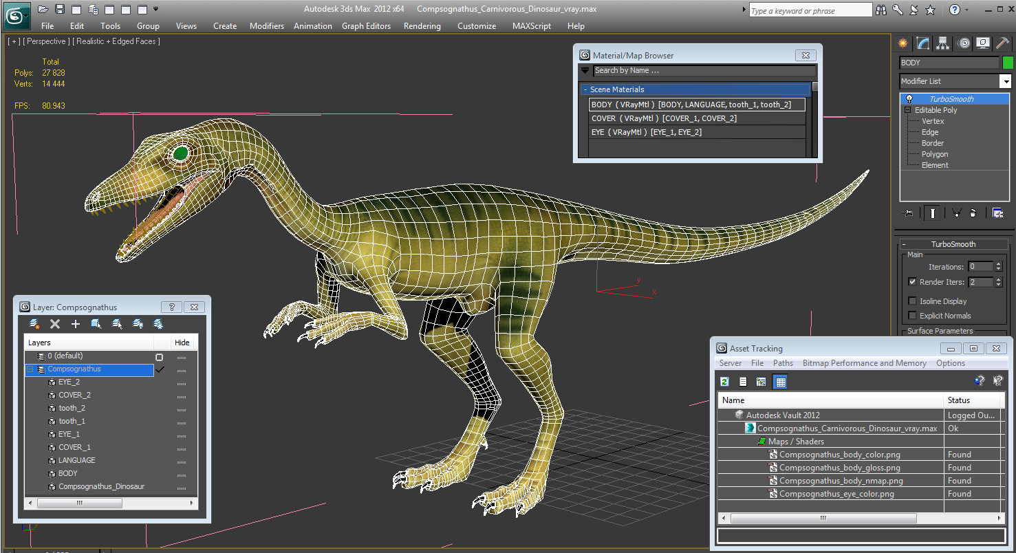Compsognathus Carnivorous Dinosaur 3D model