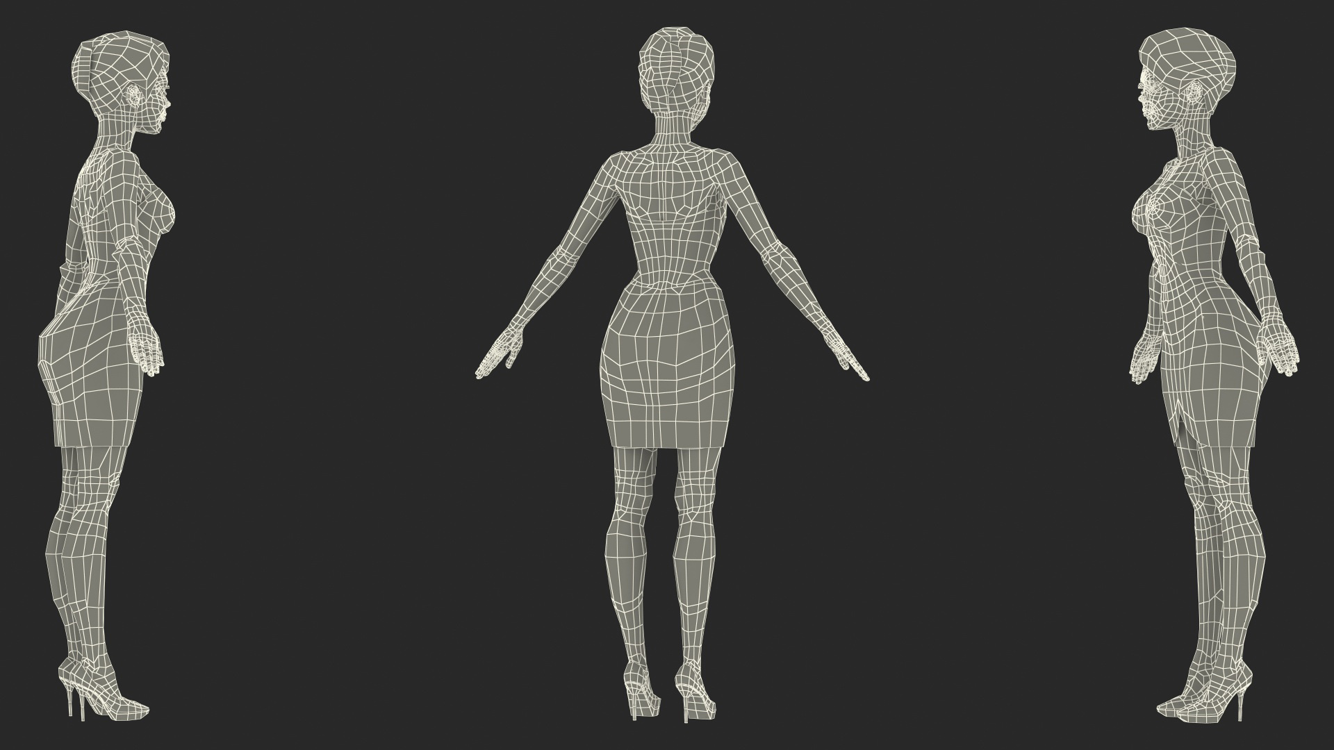 Cartoon Young Girl Party Clothes T-Pose 3D model