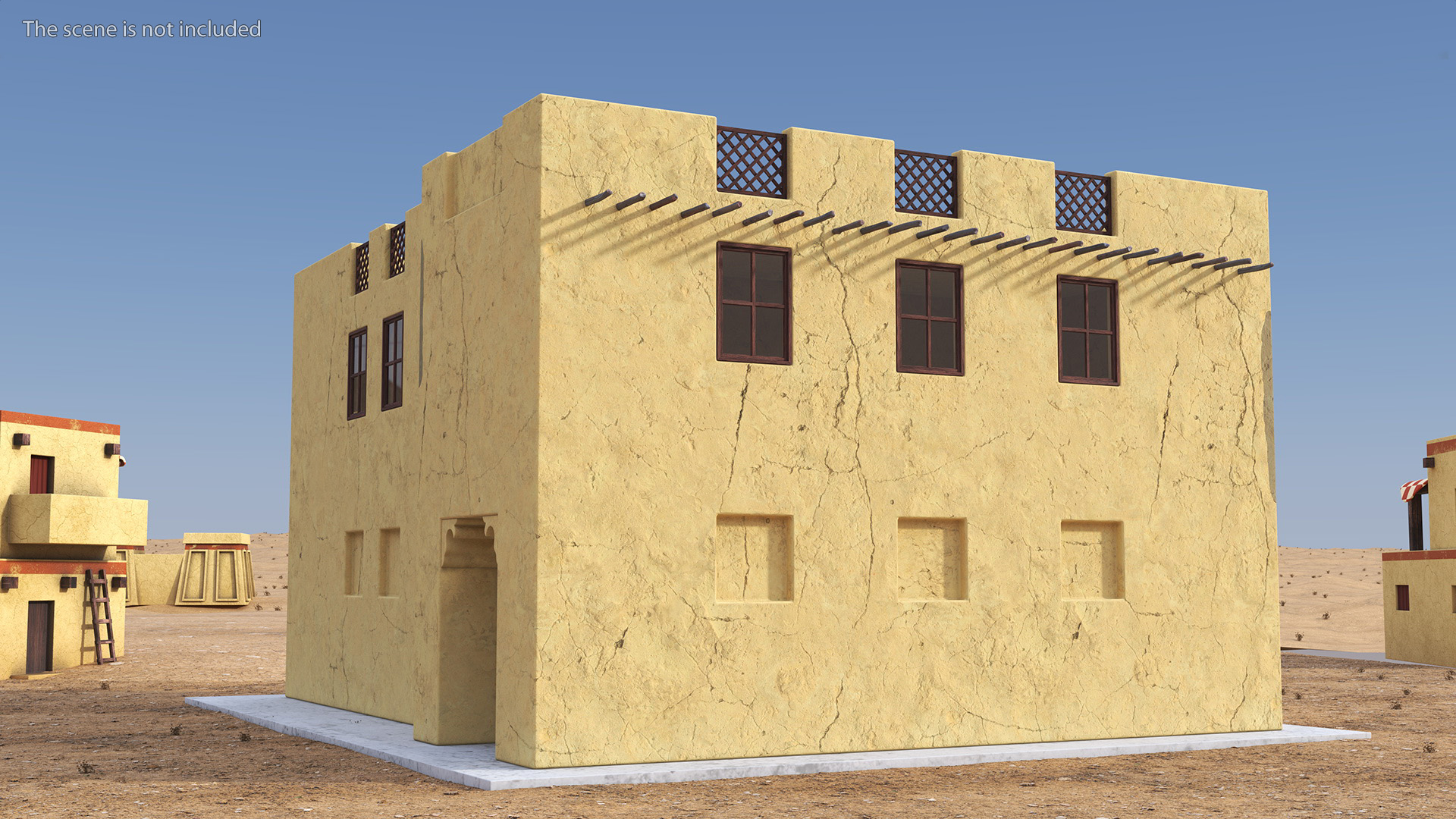 3D Two Story Arab Adobe House