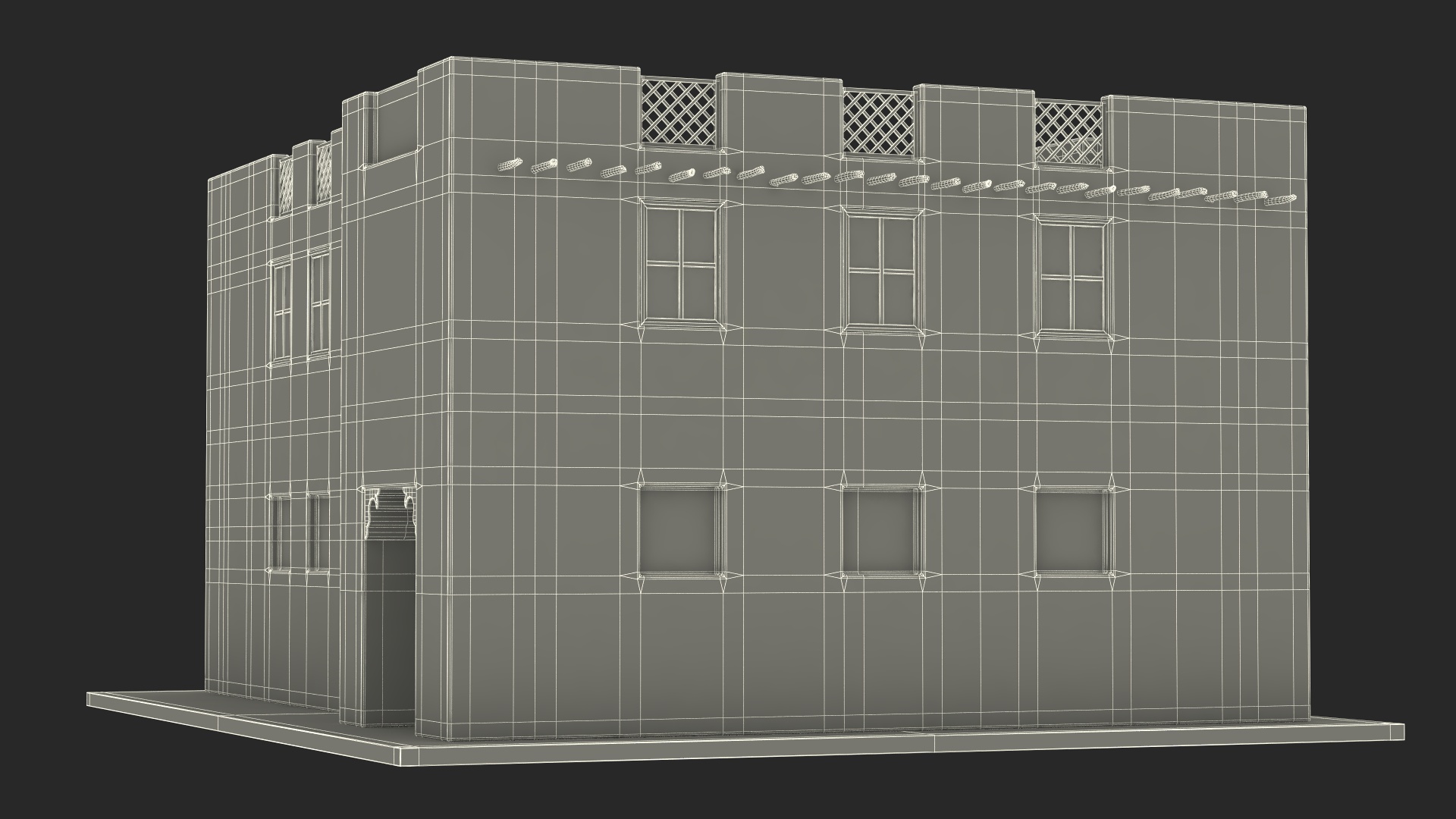 3D Two Story Arab Adobe House