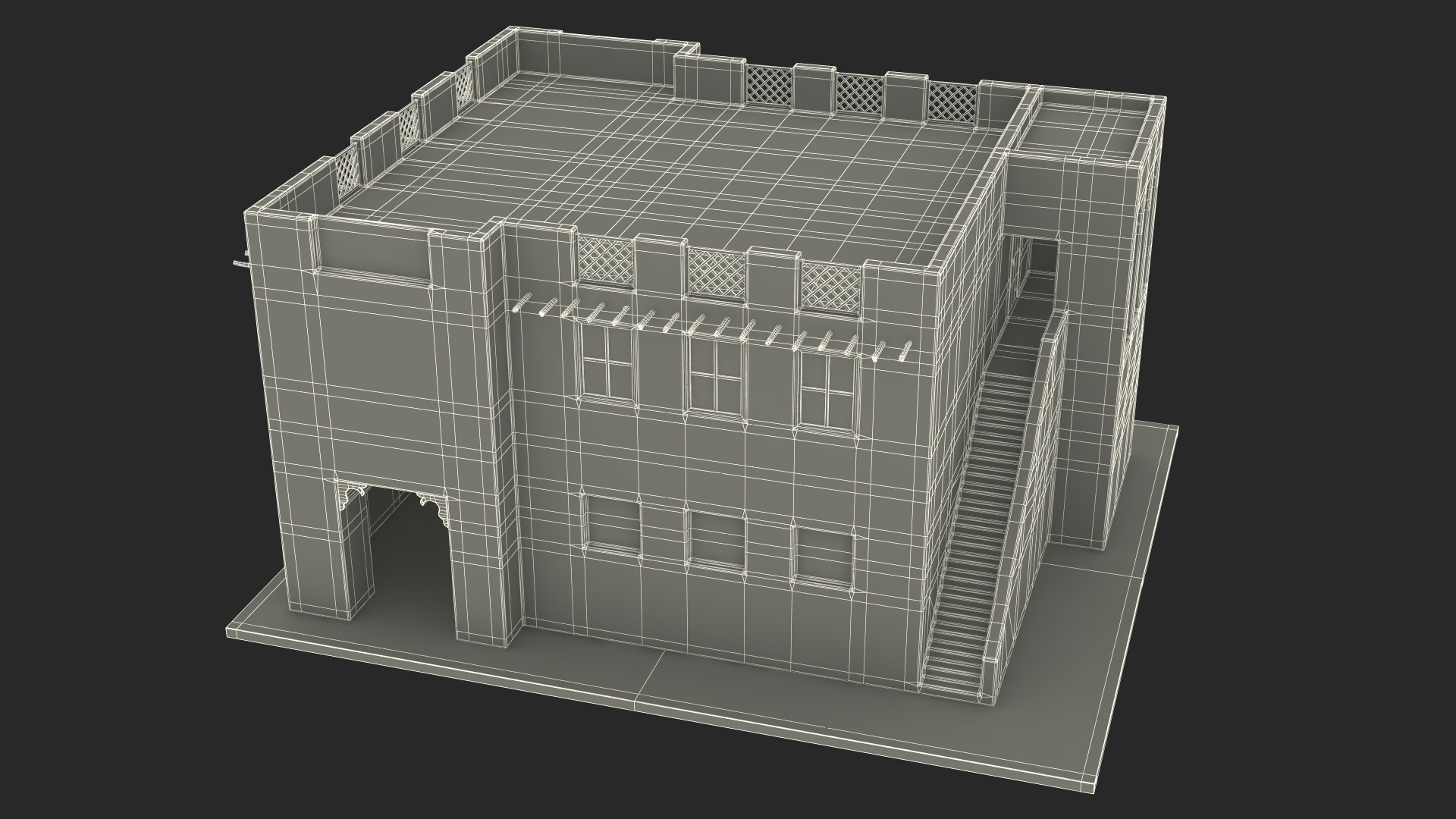 3D Two Story Arab Adobe House