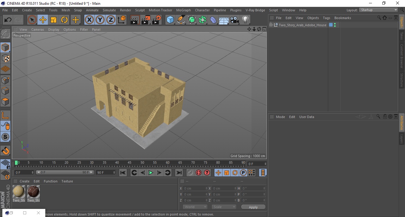 3D Two Story Arab Adobe House