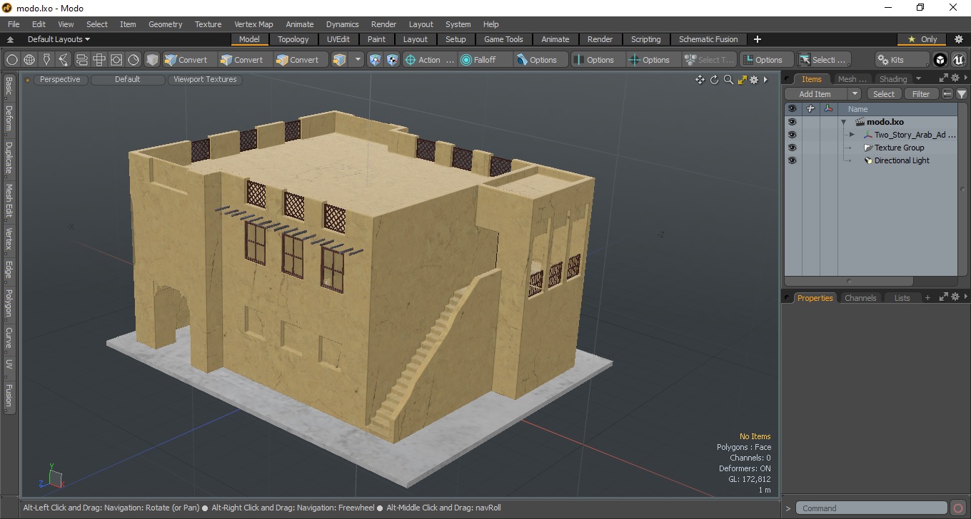 3D Two Story Arab Adobe House