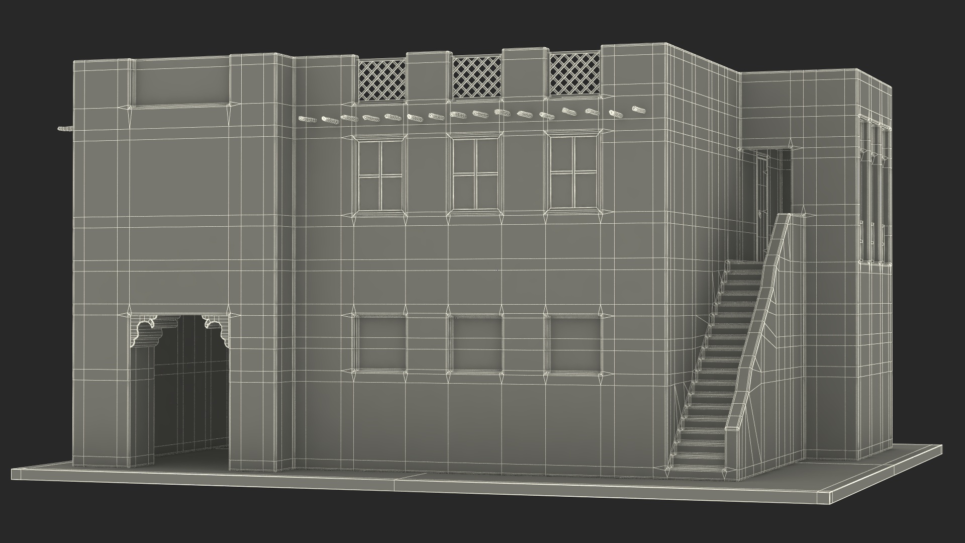 3D Two Story Arab Adobe House