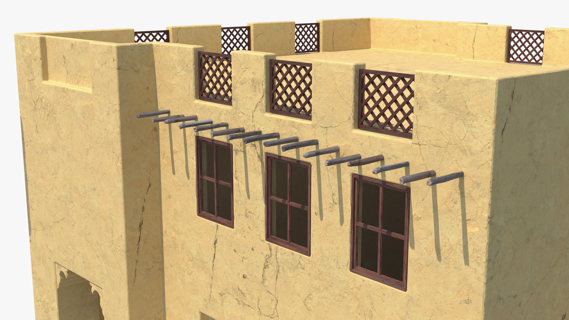 3D Two Story Arab Adobe House