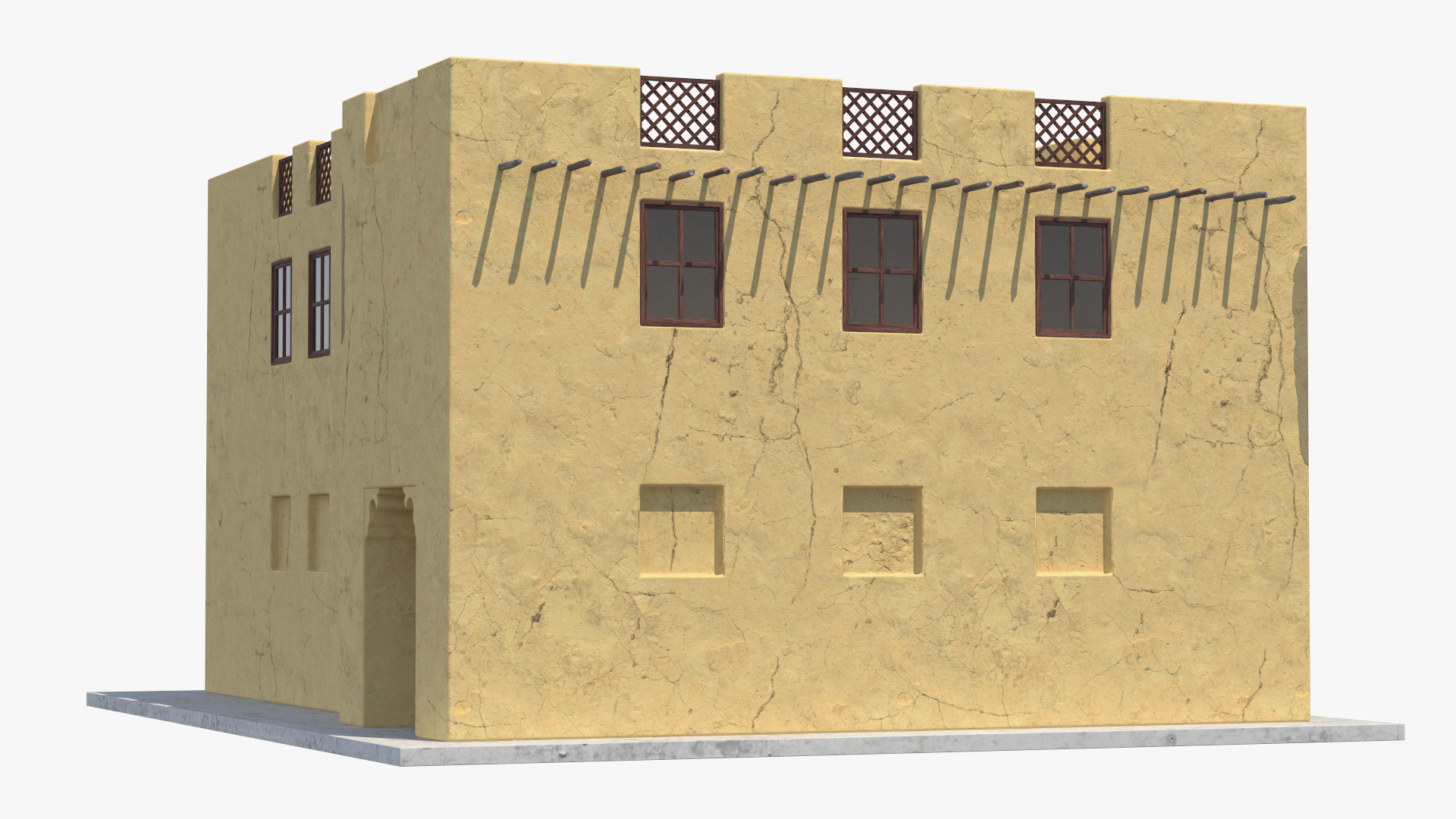 3D Two Story Arab Adobe House