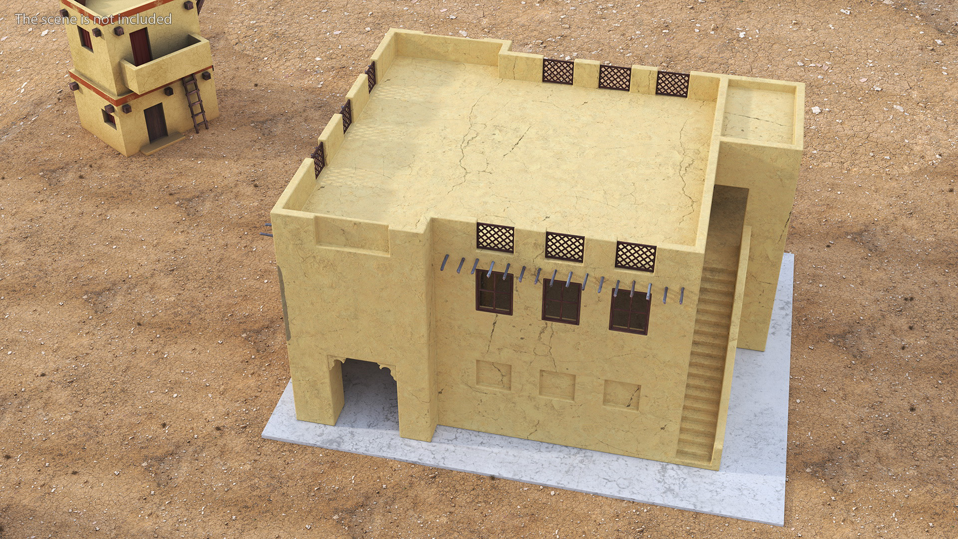3D Two Story Arab Adobe House