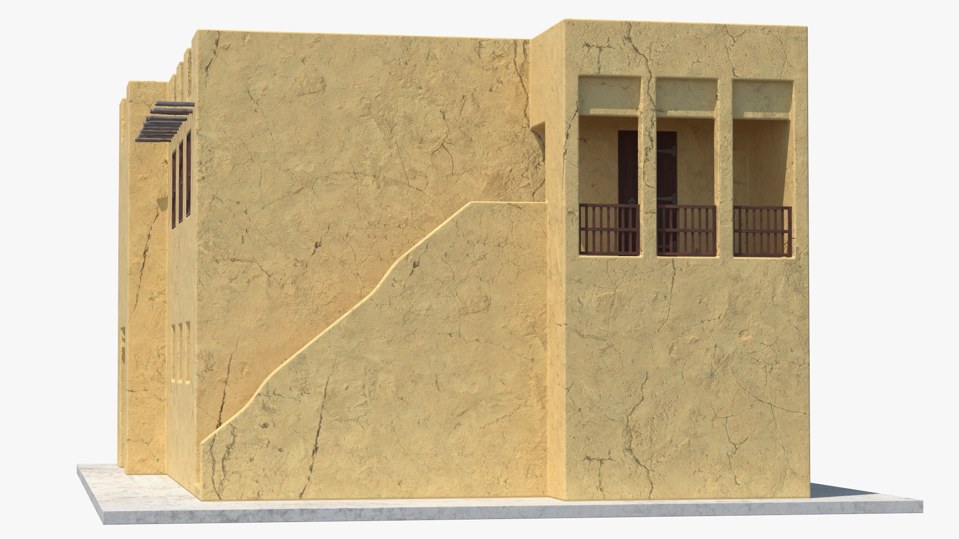 3D Two Story Arab Adobe House