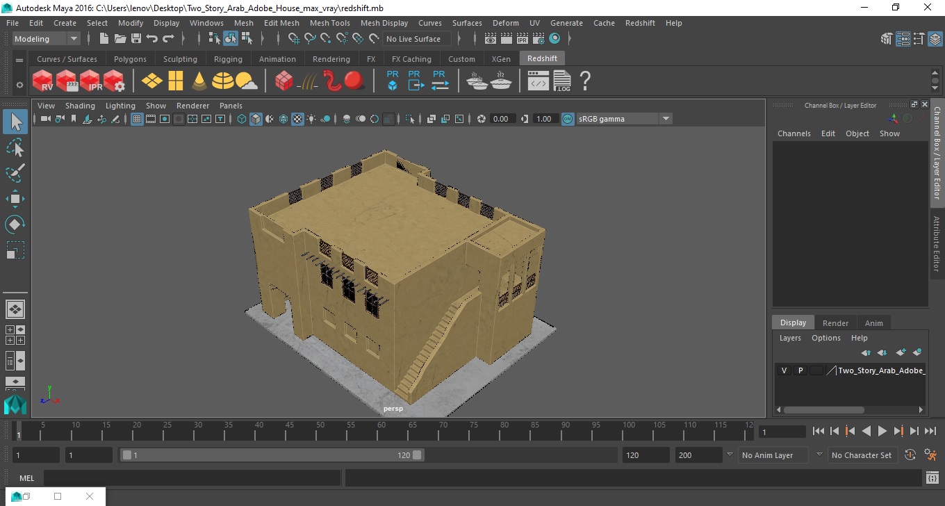 3D Two Story Arab Adobe House