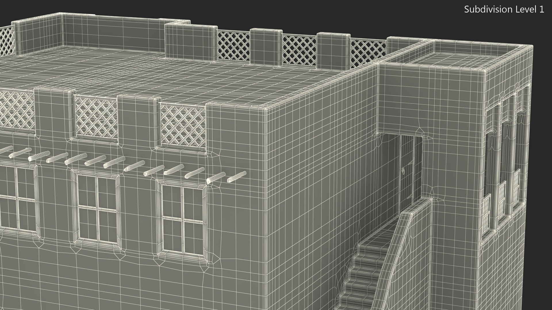 3D Two Story Arab Adobe House