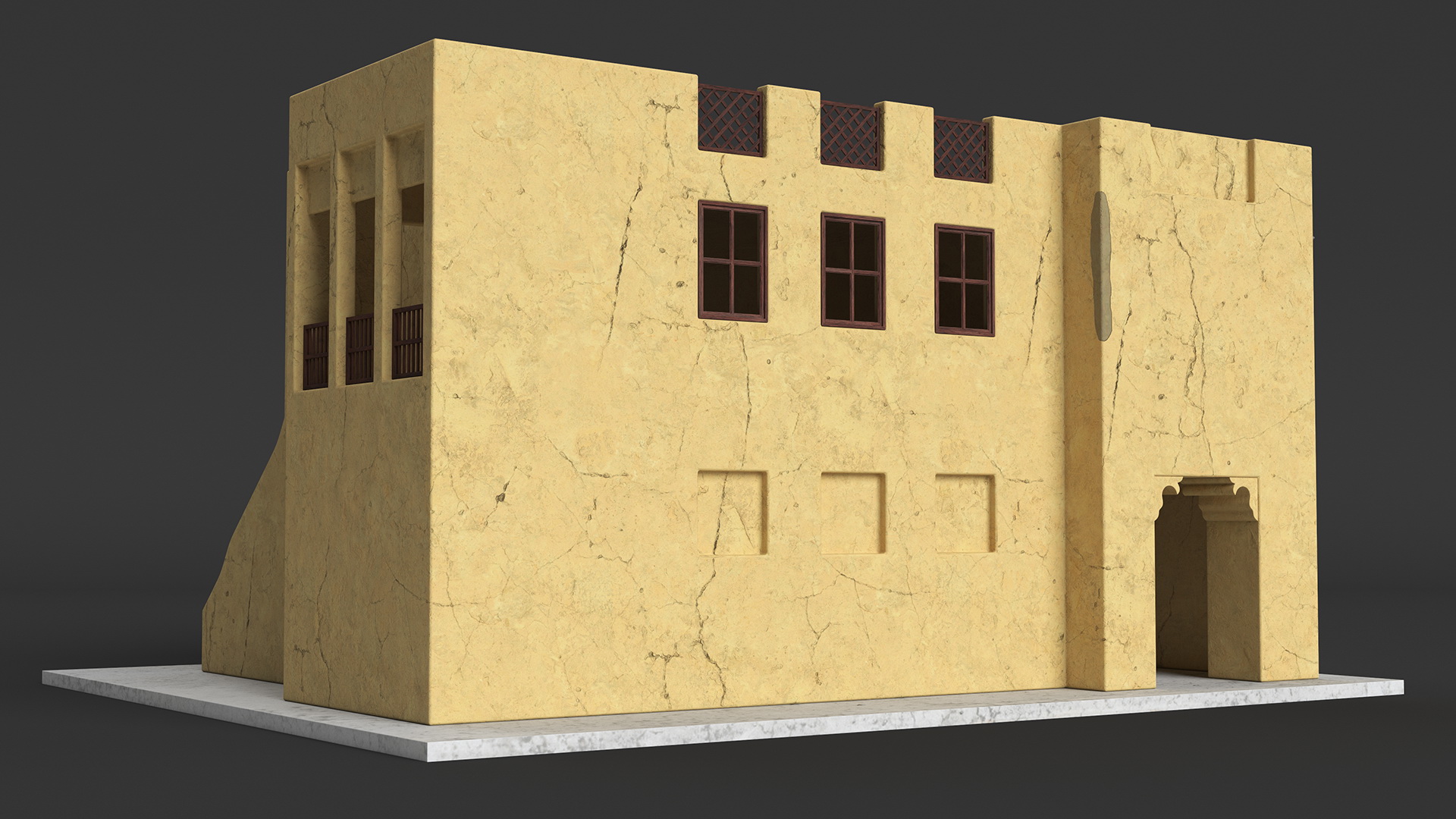 3D Two Story Arab Adobe House