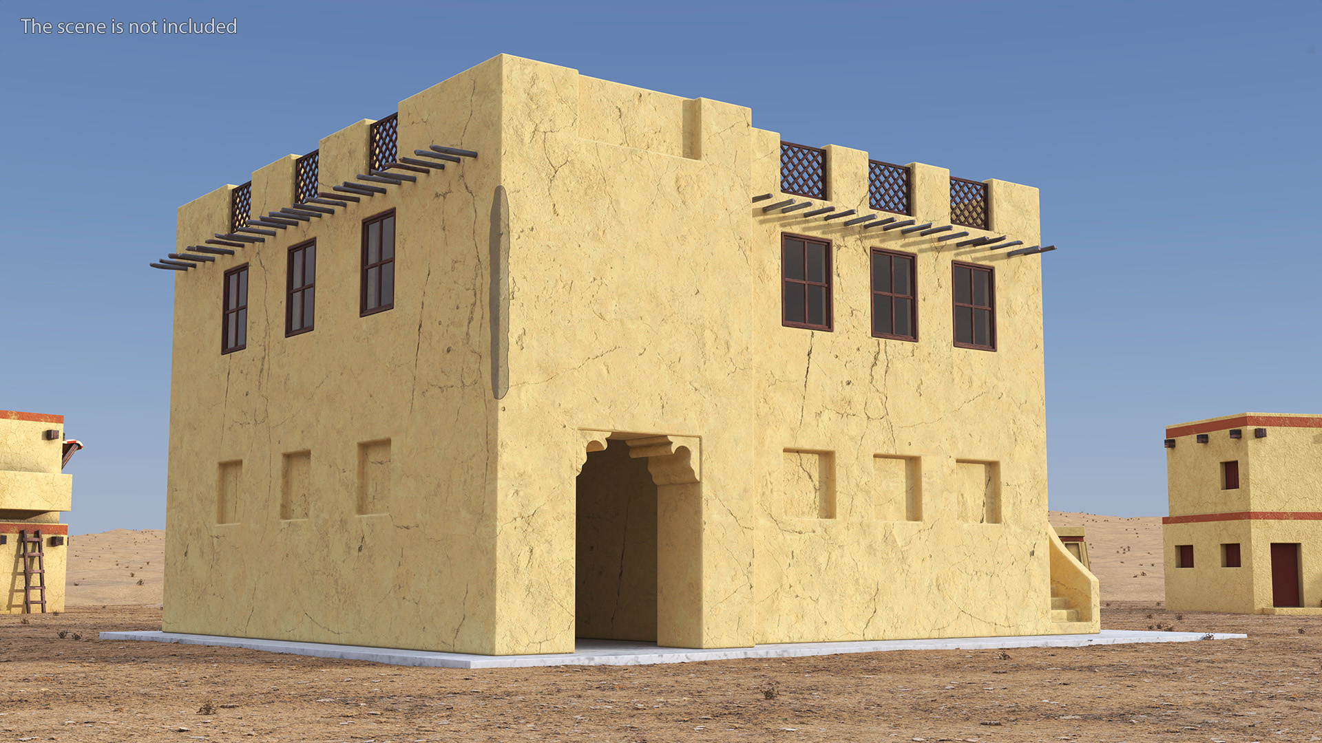 3D Two Story Arab Adobe House