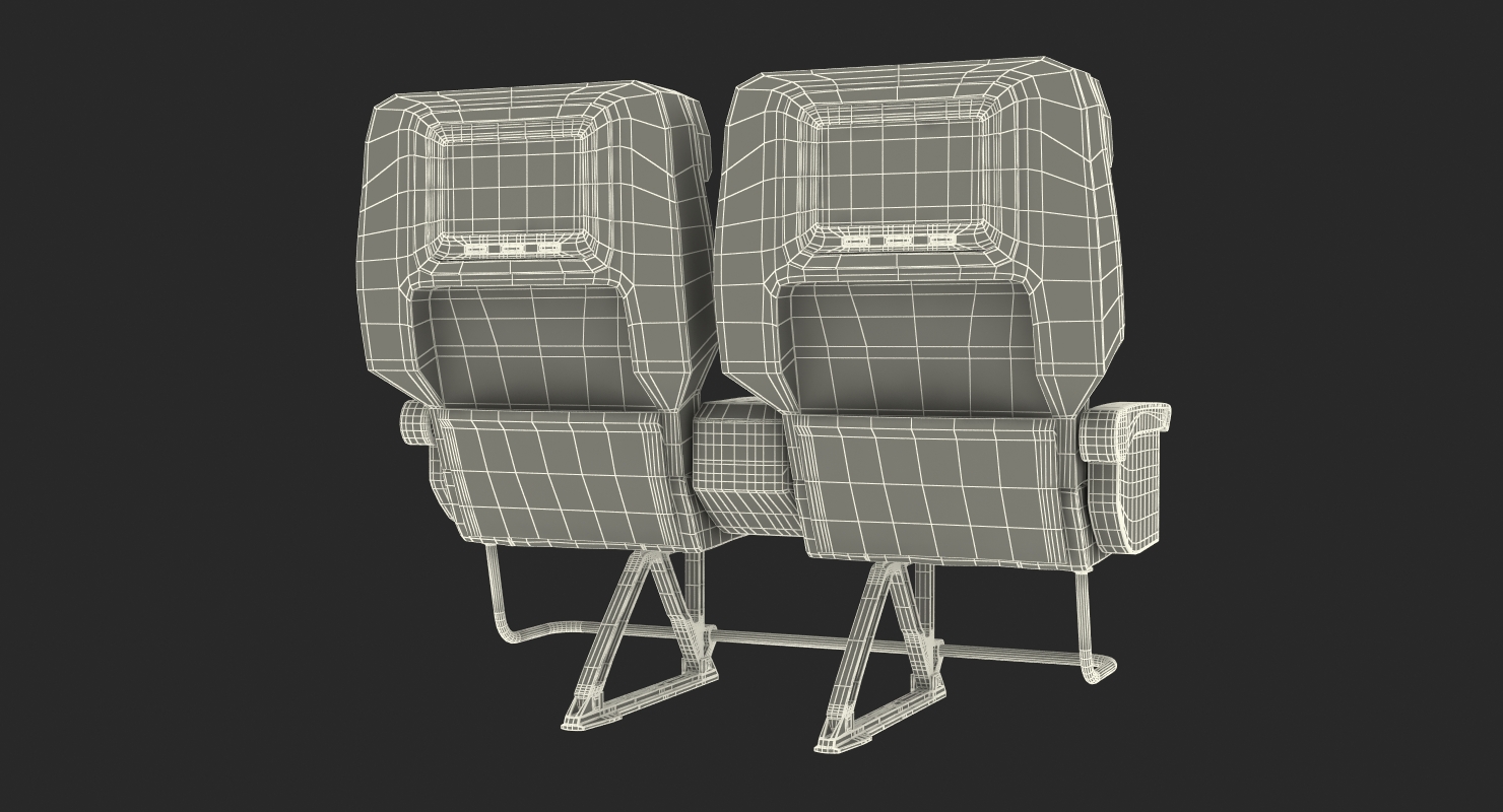 First Class Passenger Double Aircraft Seat 3D