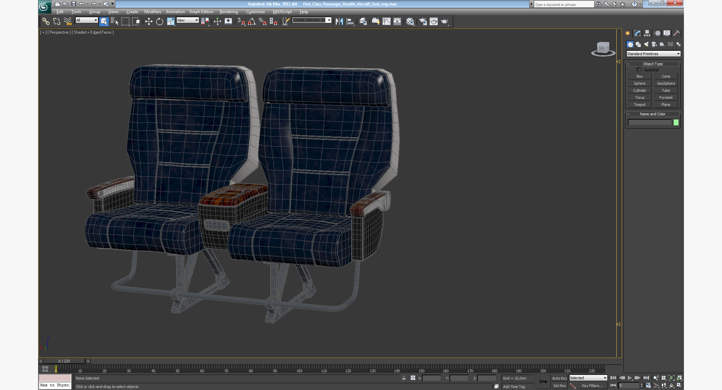 First Class Passenger Double Aircraft Seat 3D