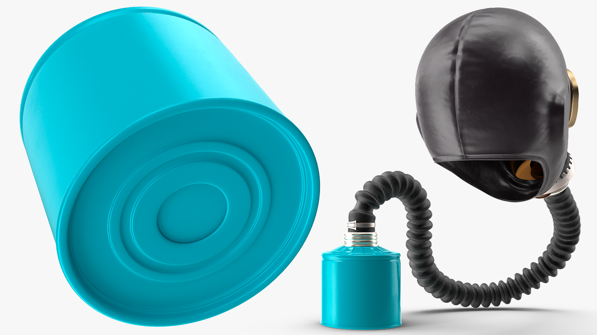 3D Black Rubber Gas Mask with Hose