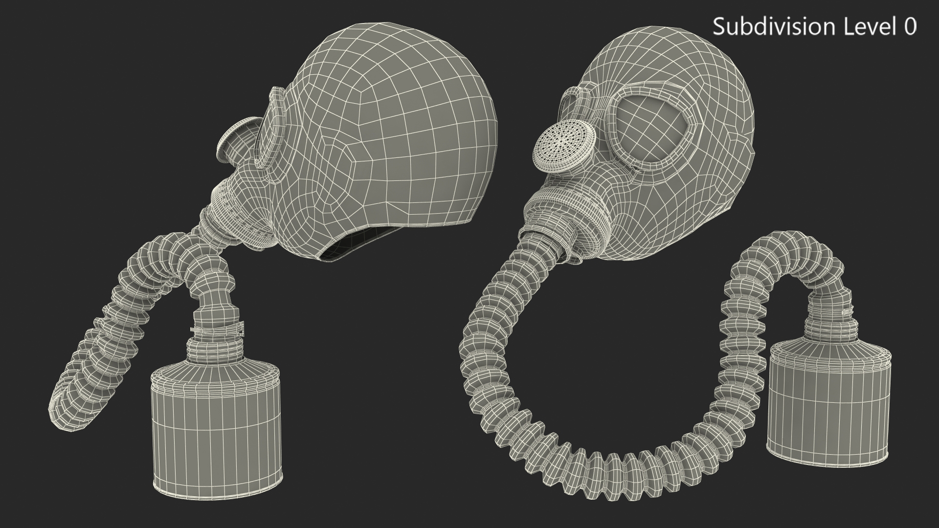 3D Black Rubber Gas Mask with Hose