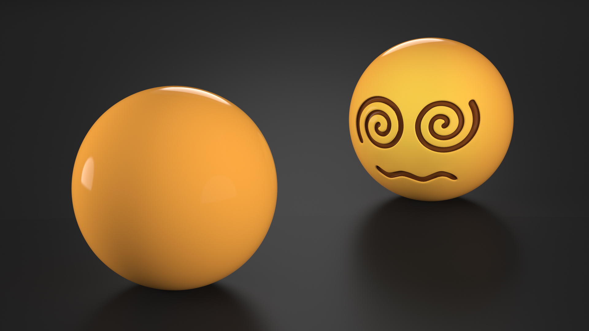 Emoji Spiral Eyes Face 3D