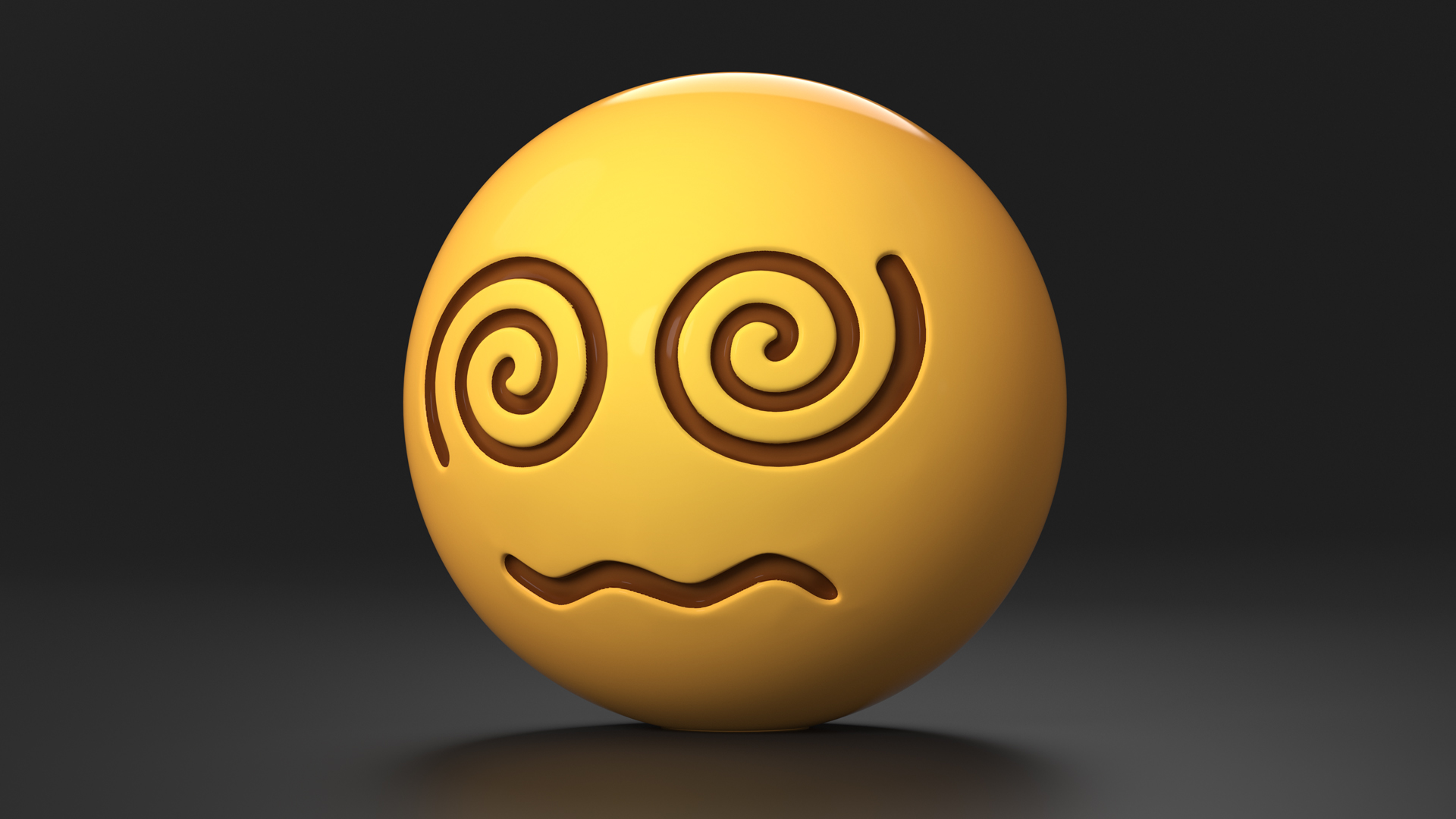 Emoji Spiral Eyes Face 3D