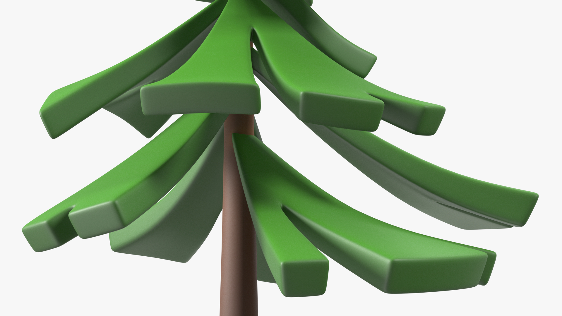 3D model Cartoon Fur Tree Crooked Simple Coloring