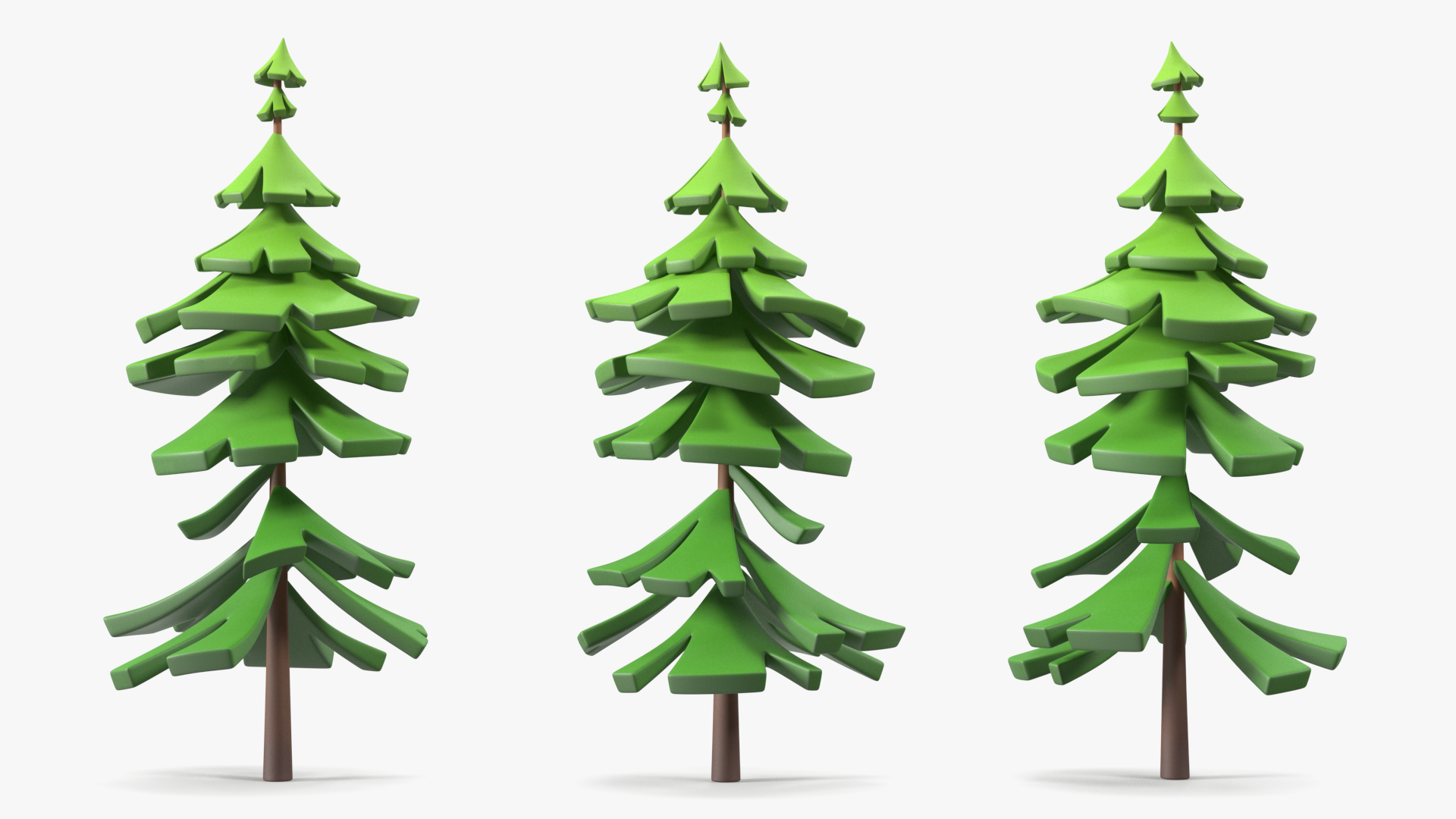 3D model Cartoon Fur Tree Crooked Simple Coloring