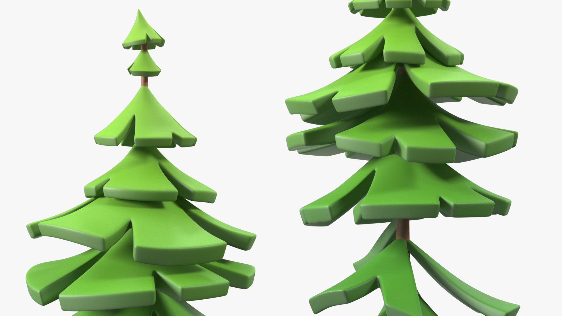 3D model Cartoon Fur Tree Crooked Simple Coloring