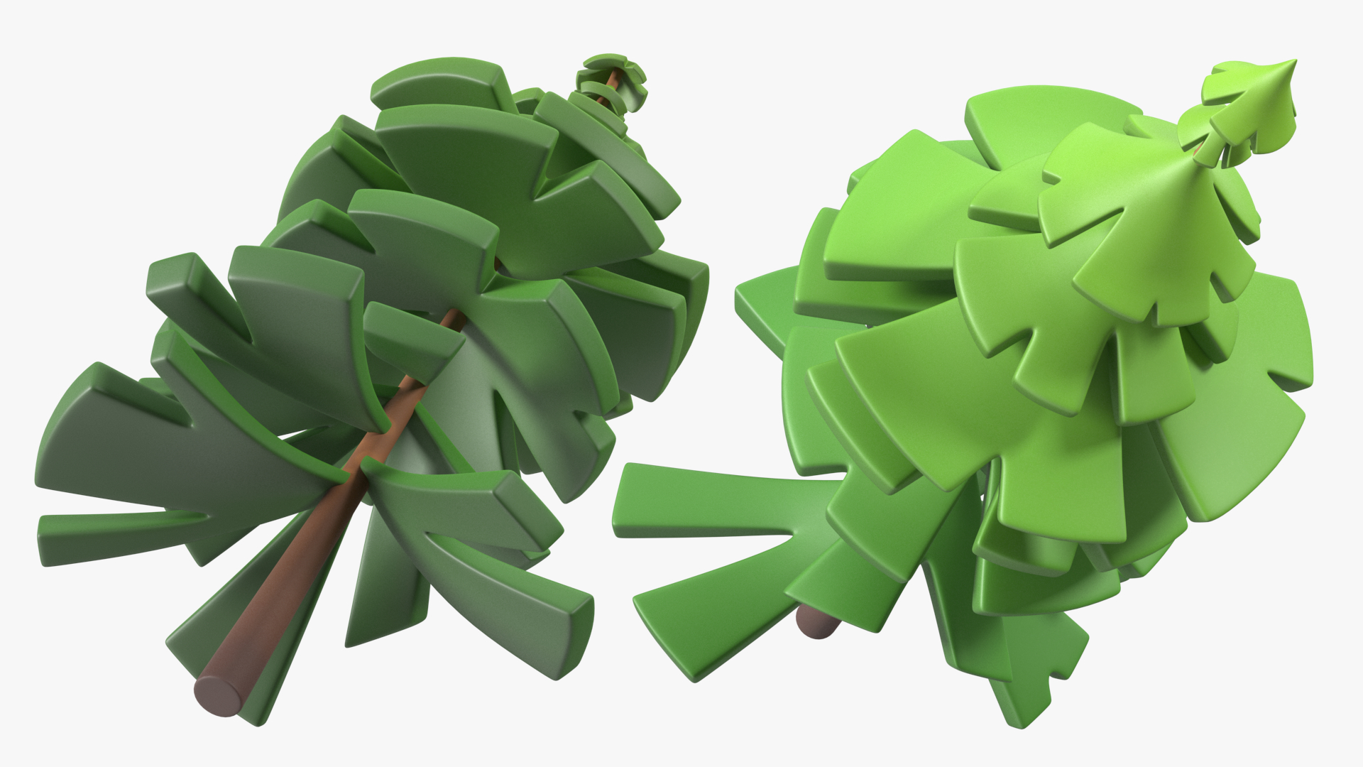 3D model Cartoon Fur Tree Crooked Simple Coloring