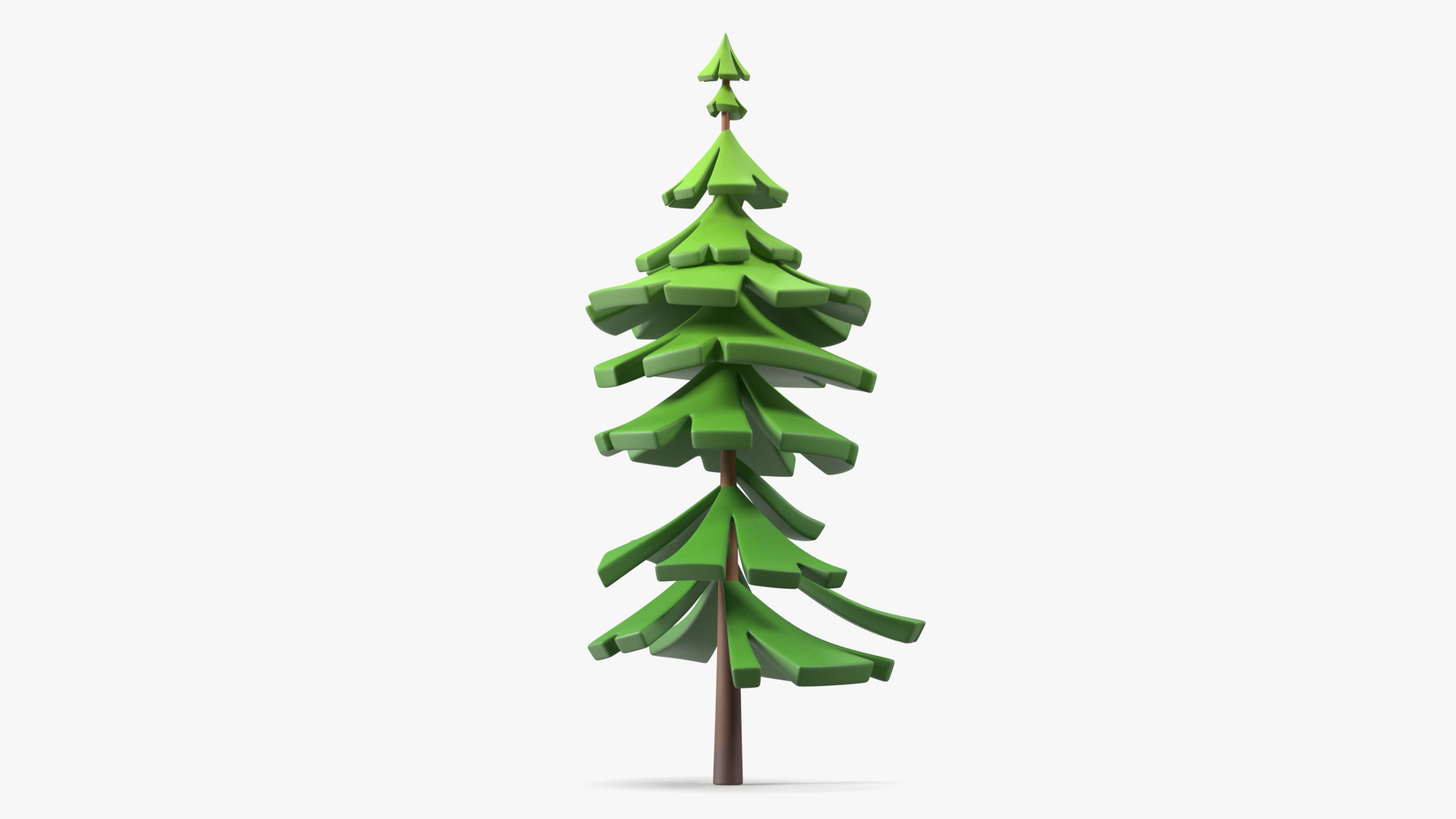 3D model Cartoon Fur Tree Crooked Simple Coloring