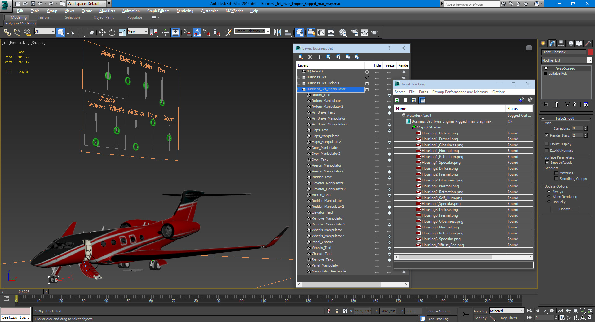 3D Business Jet Twin Engine Rigged