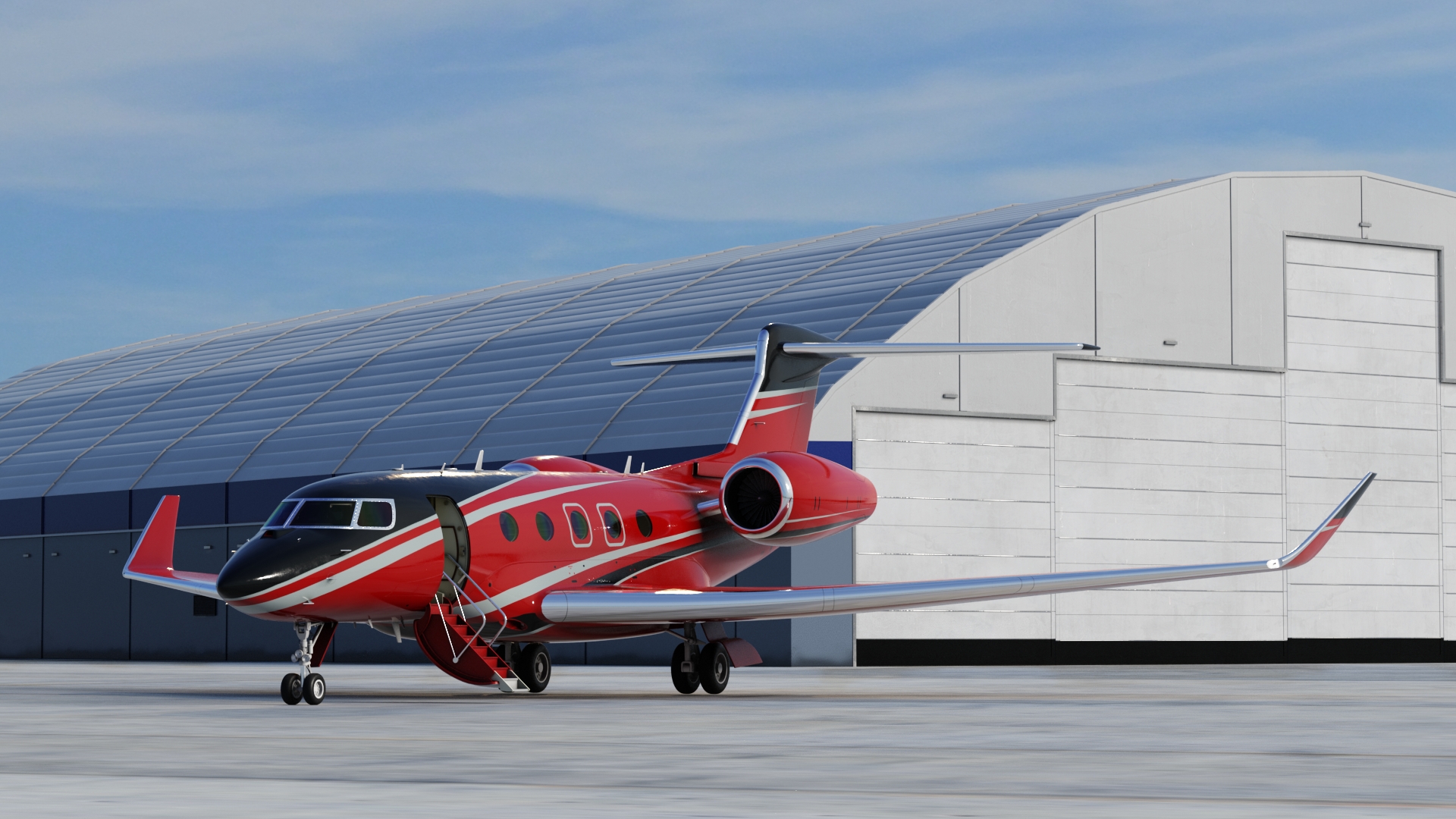 3D Business Jet Twin Engine Rigged