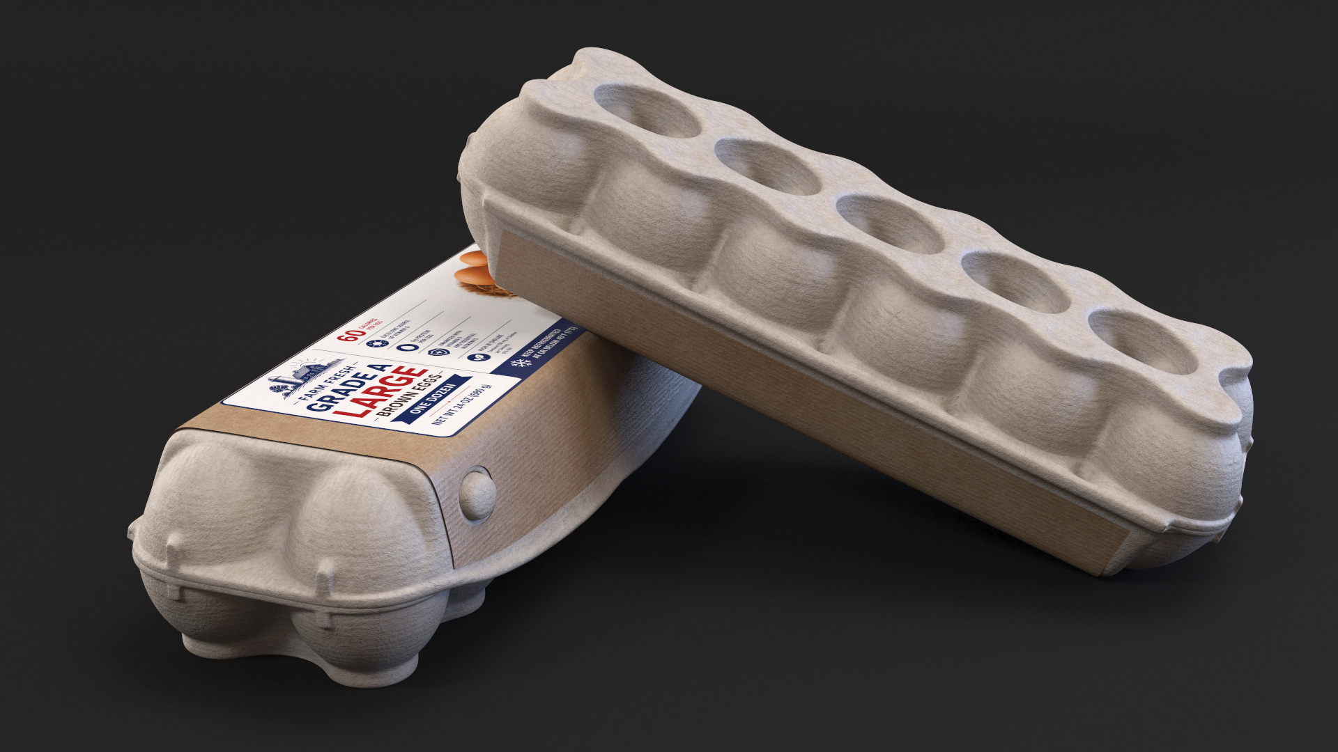 Molded Fiber Dozen Egg Carton Gray, view 2