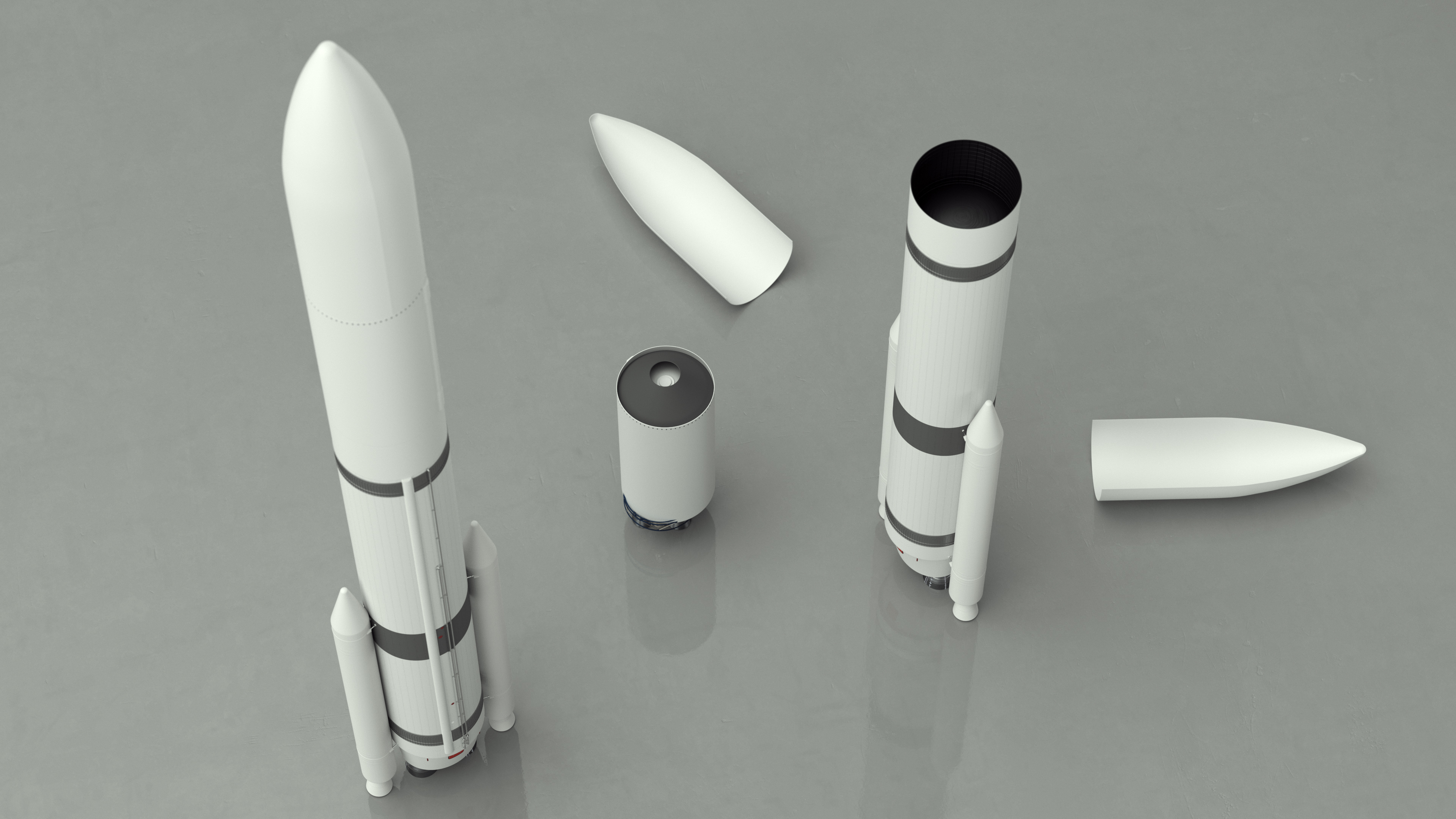 Heavy Lift Launch Vehicle with Two Solid Boosters 3D model