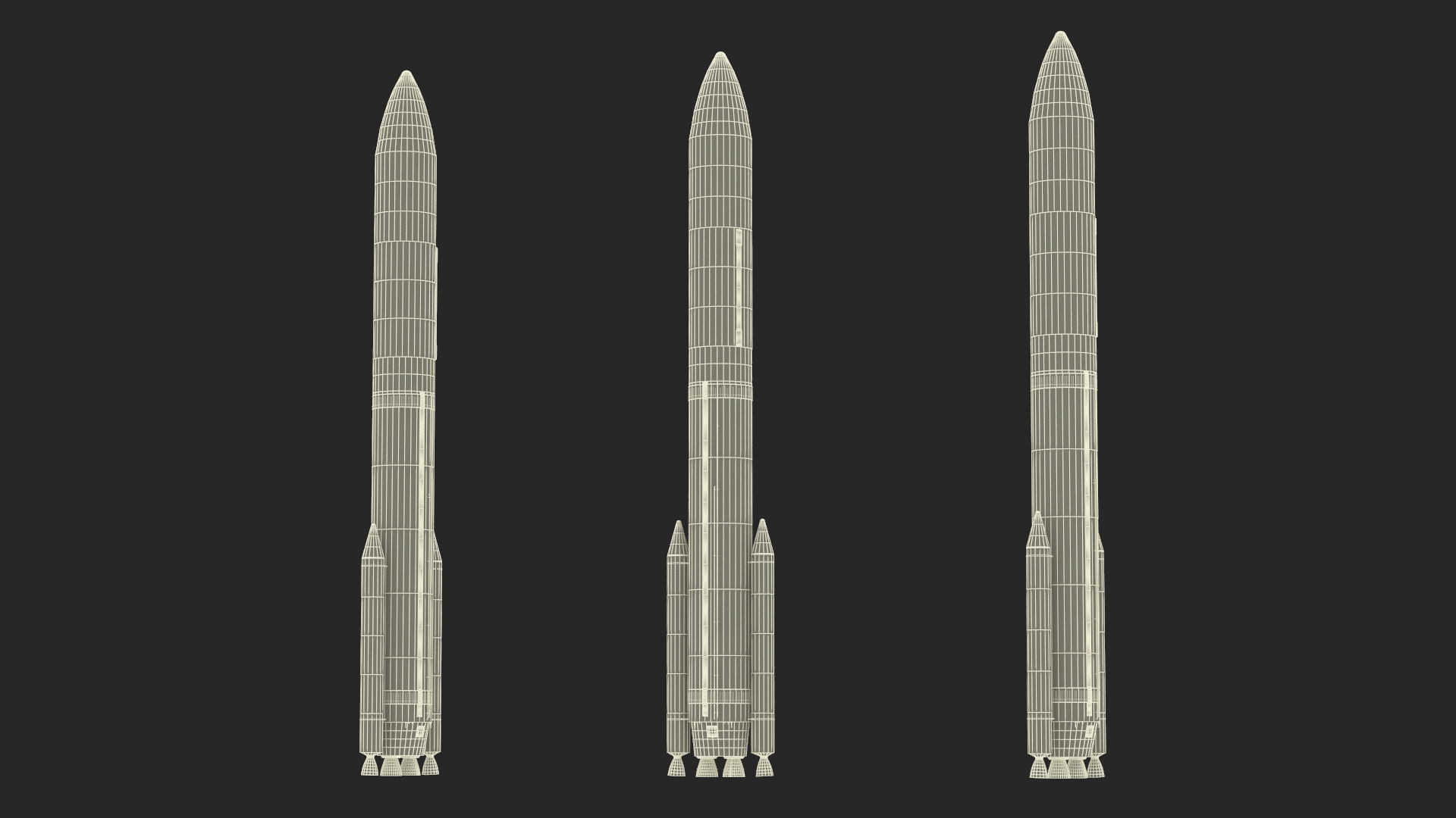 Heavy Lift Launch Vehicle with Two Solid Boosters 3D model