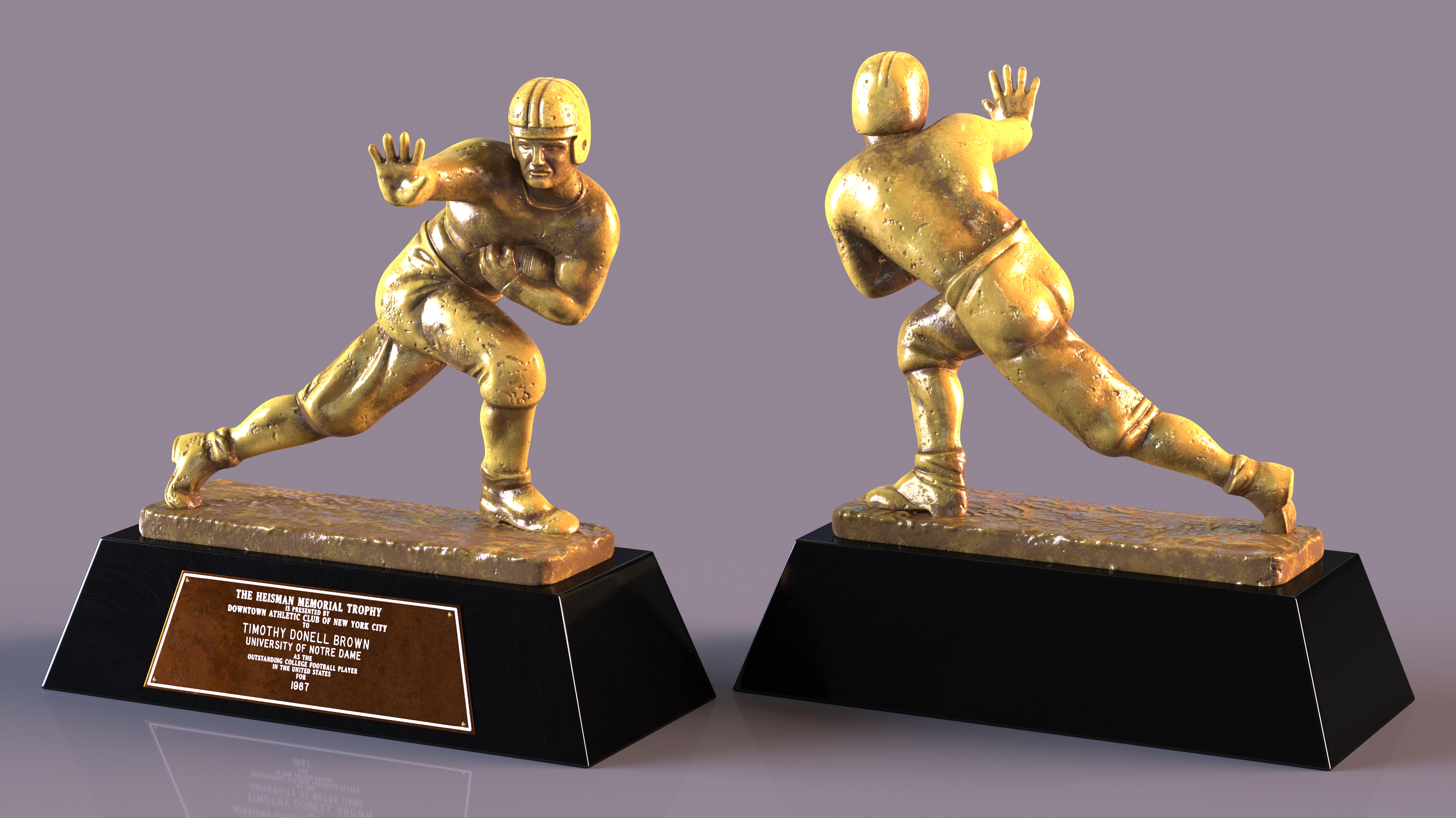3D model Yellow Heisman Memorial Trophy