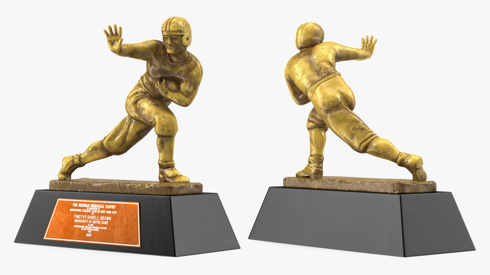 3D model Yellow Heisman Memorial Trophy