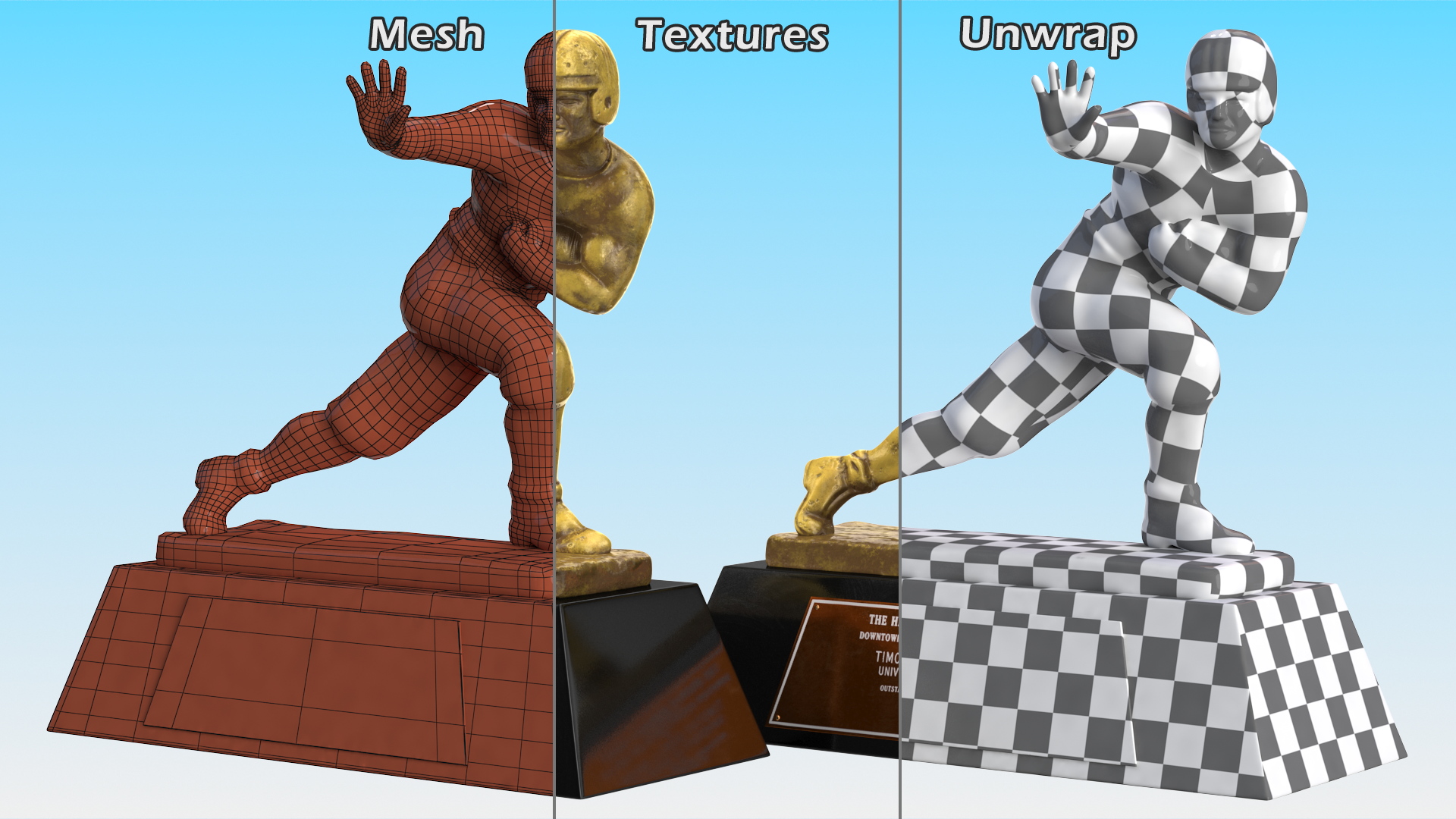 3D model Yellow Heisman Memorial Trophy