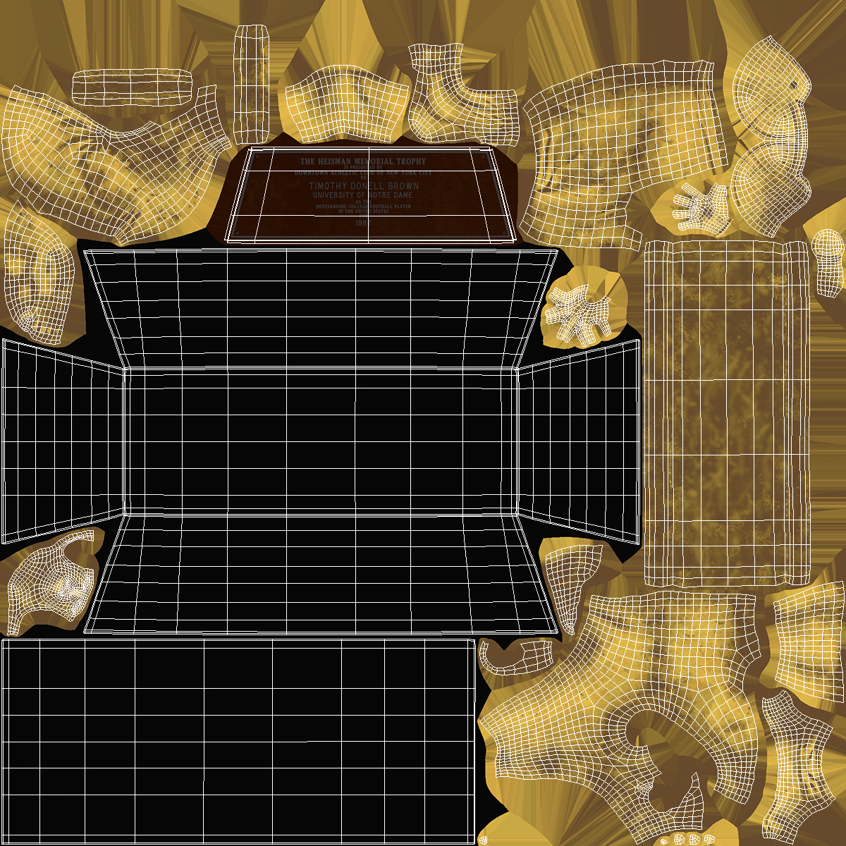 3D model Yellow Heisman Memorial Trophy