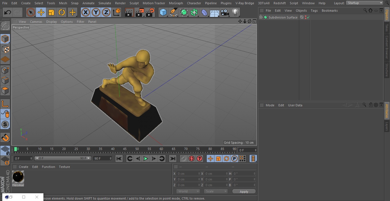 3D model Yellow Heisman Memorial Trophy