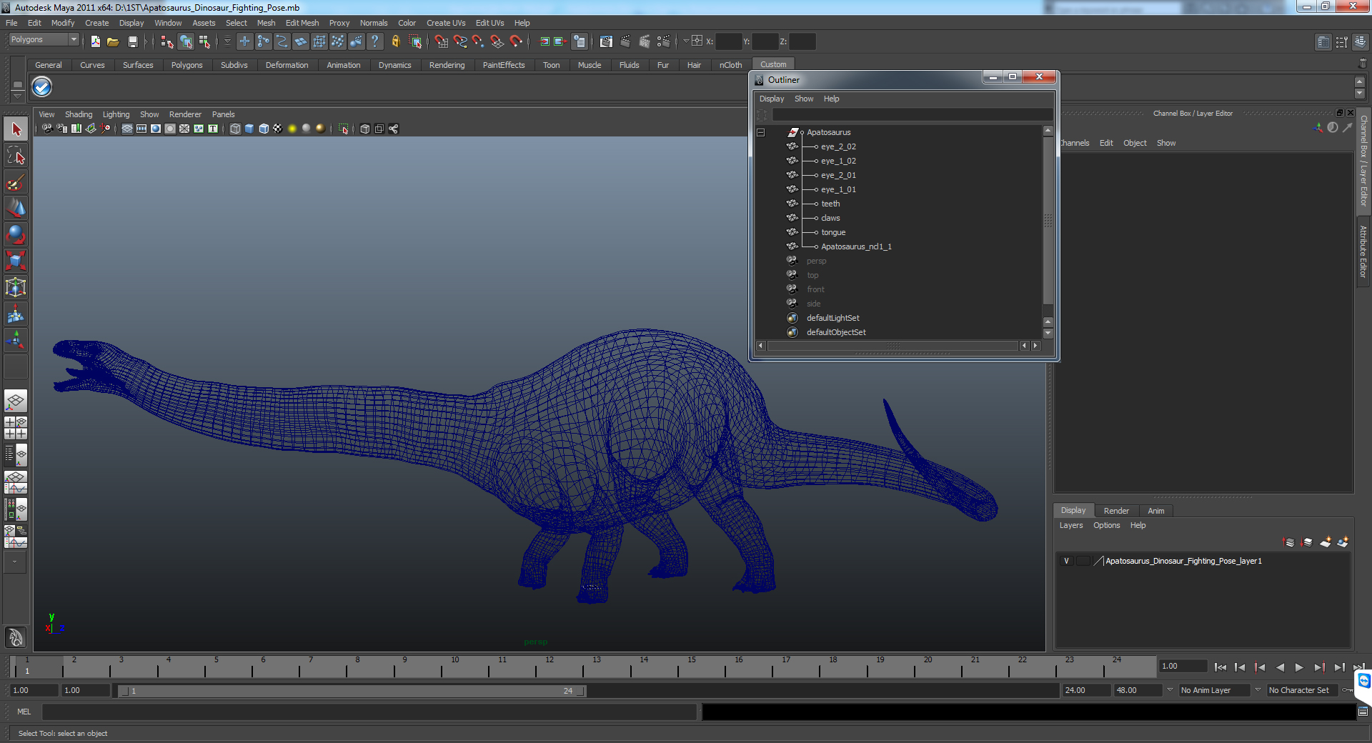 Apatosaurus Dinosaur Fighting Pose 3D model