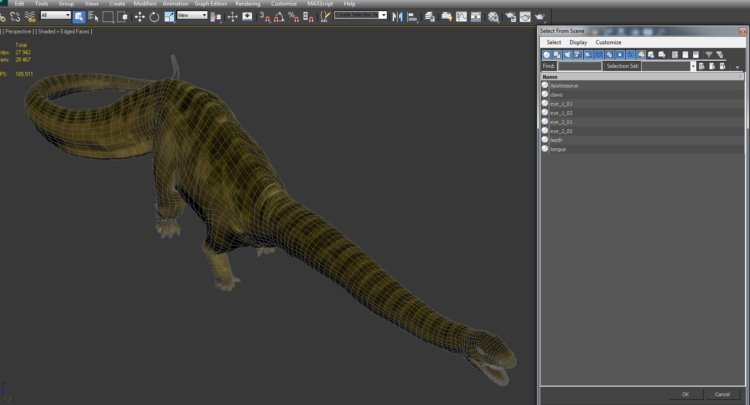 Apatosaurus Dinosaur Fighting Pose 3D model