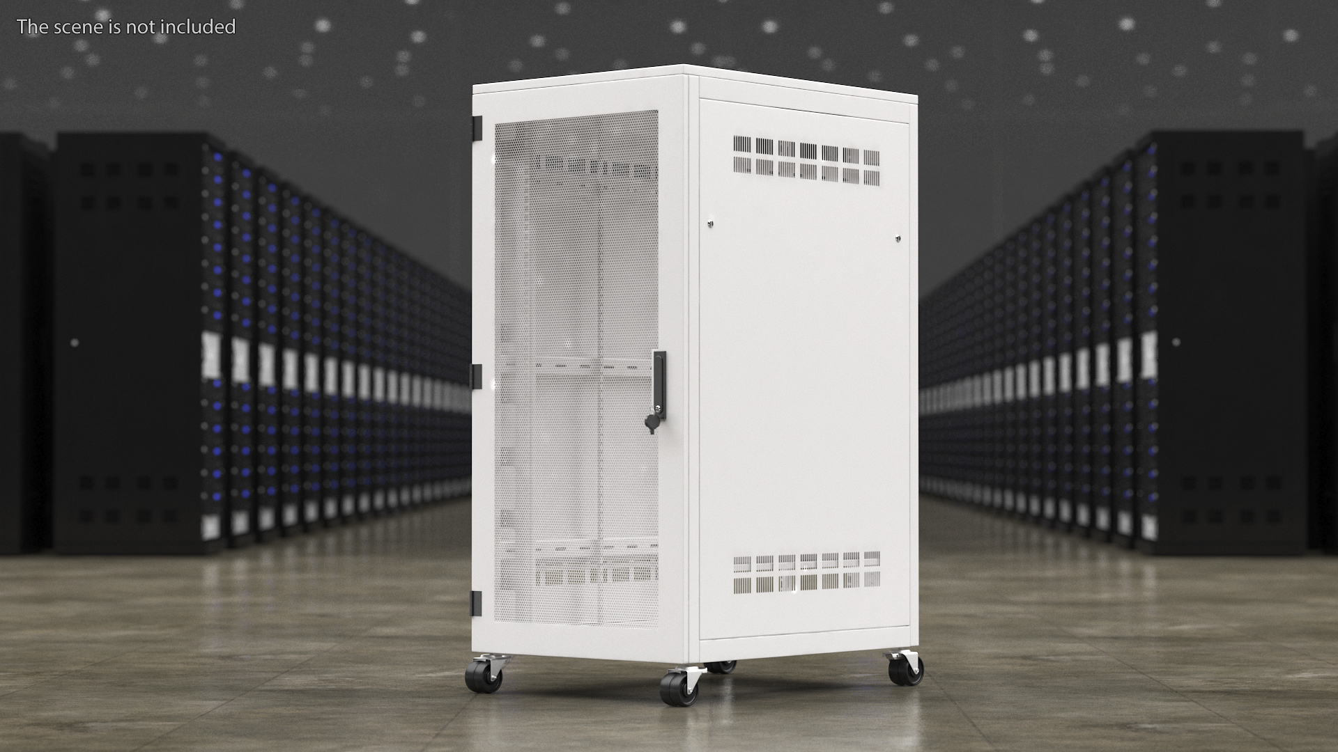3D Floor Standing Rack Cabinet 27U White Empty model